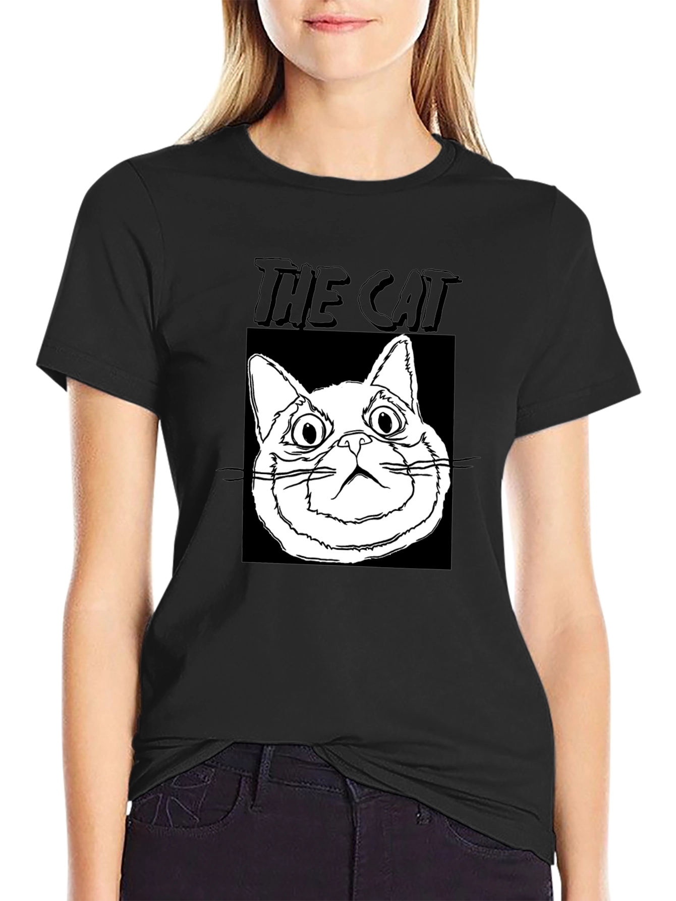 The Cat Graphic T-Shirt - Black Cotton Tee