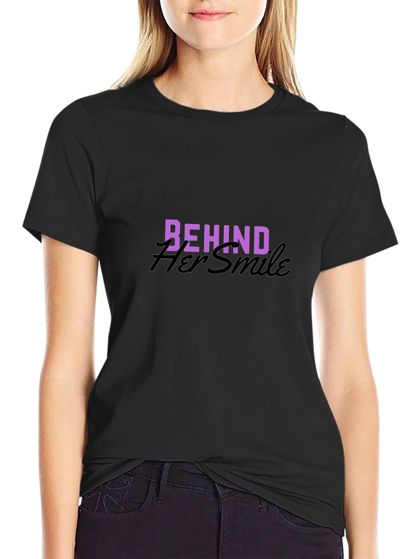 Behind Her Smile Graphic Tee - Black
