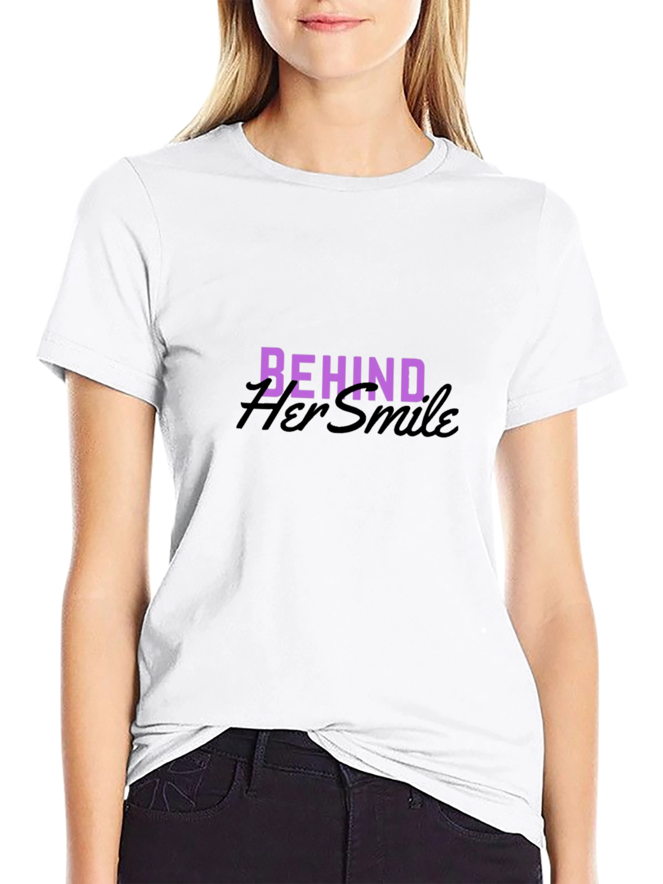 Behind Her Smile Graphic Tee - Black