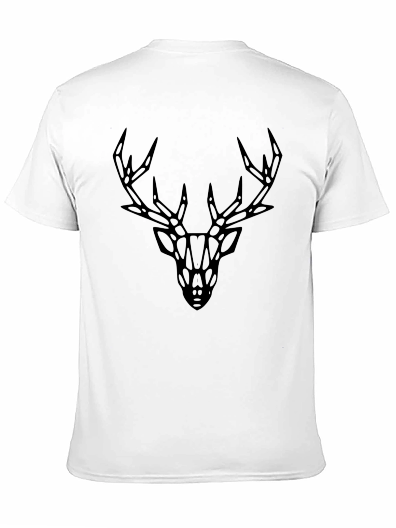 Geometric Deer Graphic Tee - Black Cotton