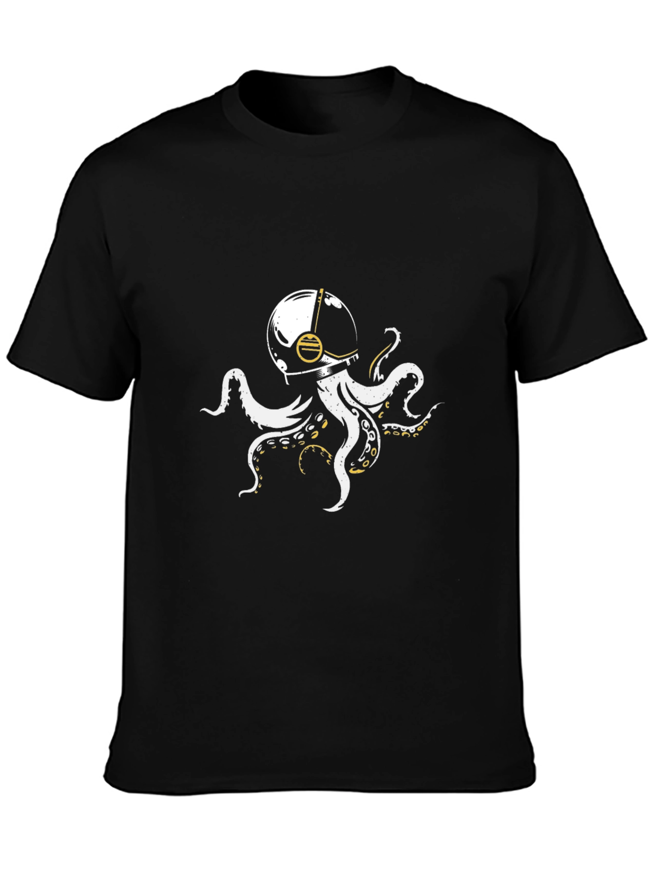 Astronaut Octopus Graphic Tee - Black Cotton Blend