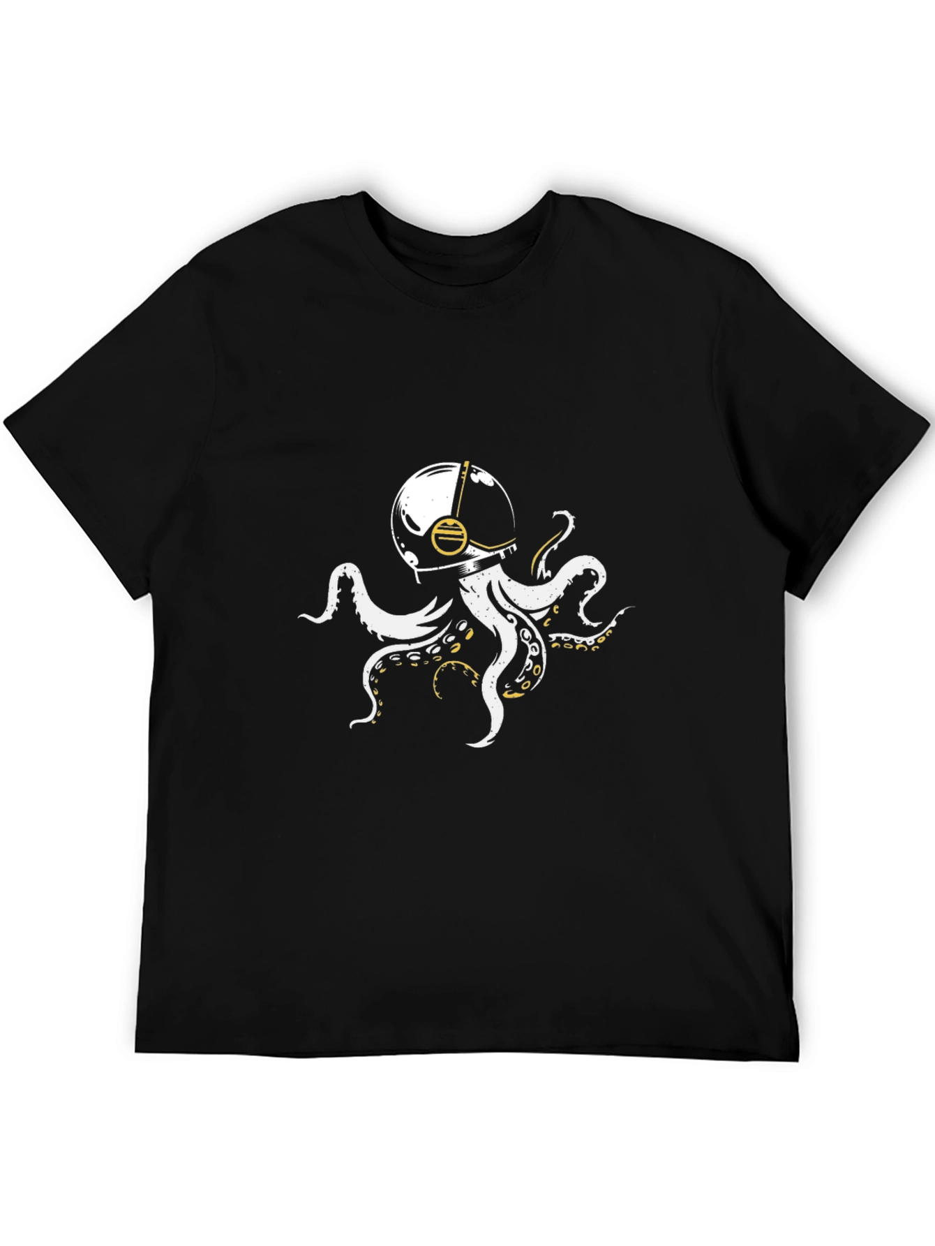 Astronaut Octopus Graphic Tee - Black Cotton Blend