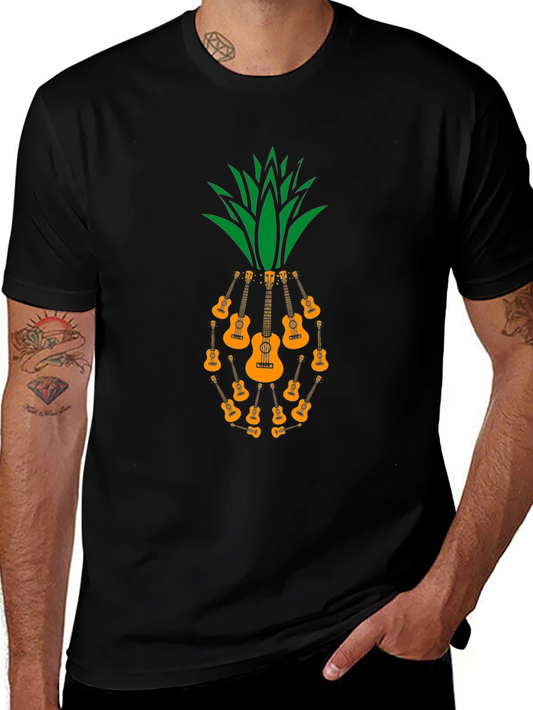 Ukulele Pineapple Graphic T-Shirt