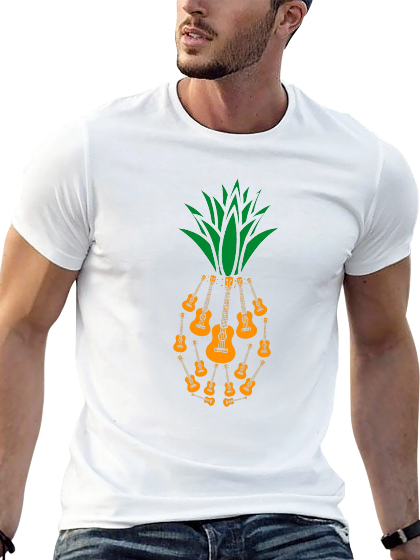 Ukulele Pineapple Graphic T-Shirt