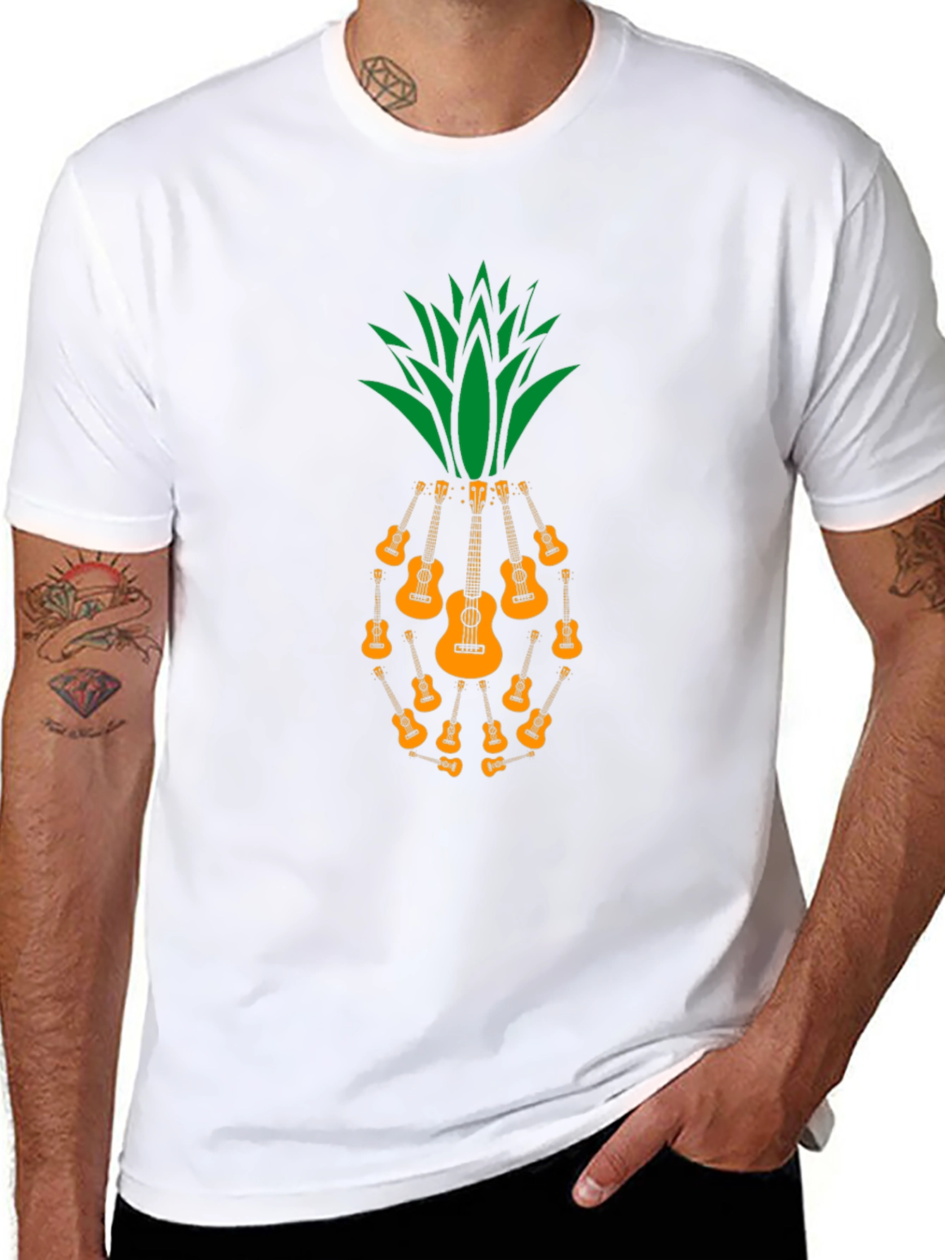 Ukulele Pineapple Graphic T-Shirt