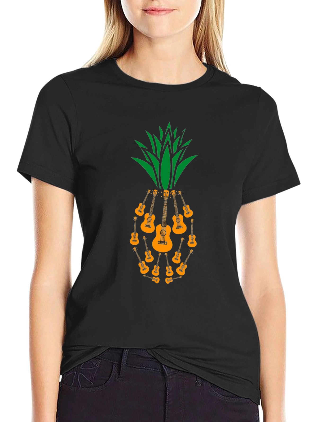 Ukulele Pineapple Graphic T-Shirt