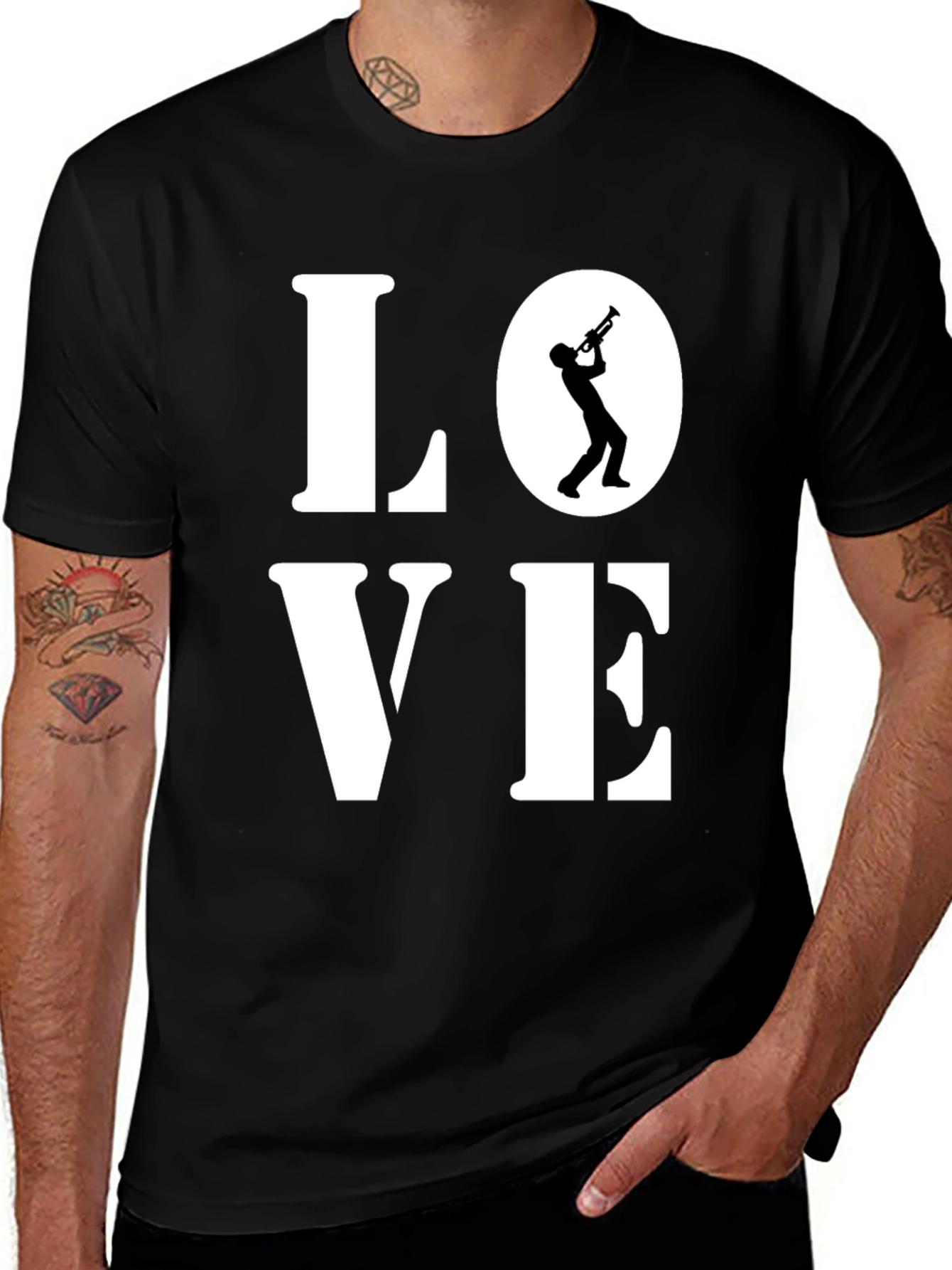 Love Trumpet Graphic Tee - Mens Black T-Shirt