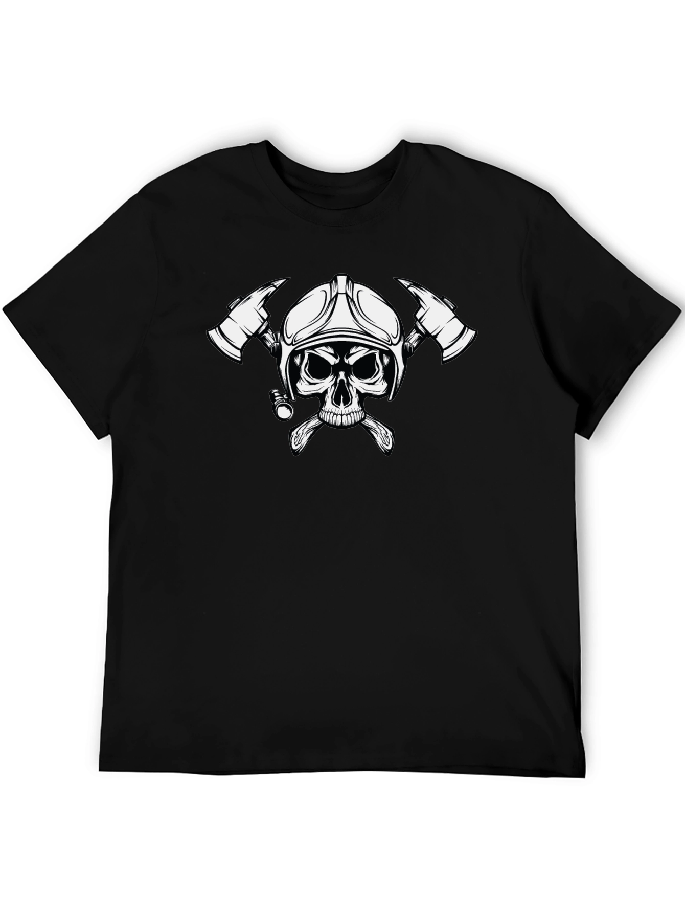 Firefighter Skull Graphic Tee - Black