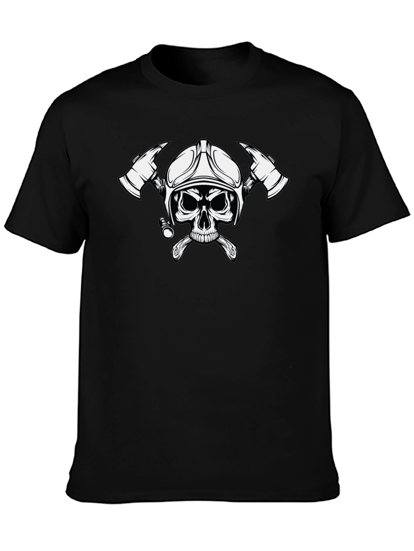 Firefighter Skull Graphic Tee - Black