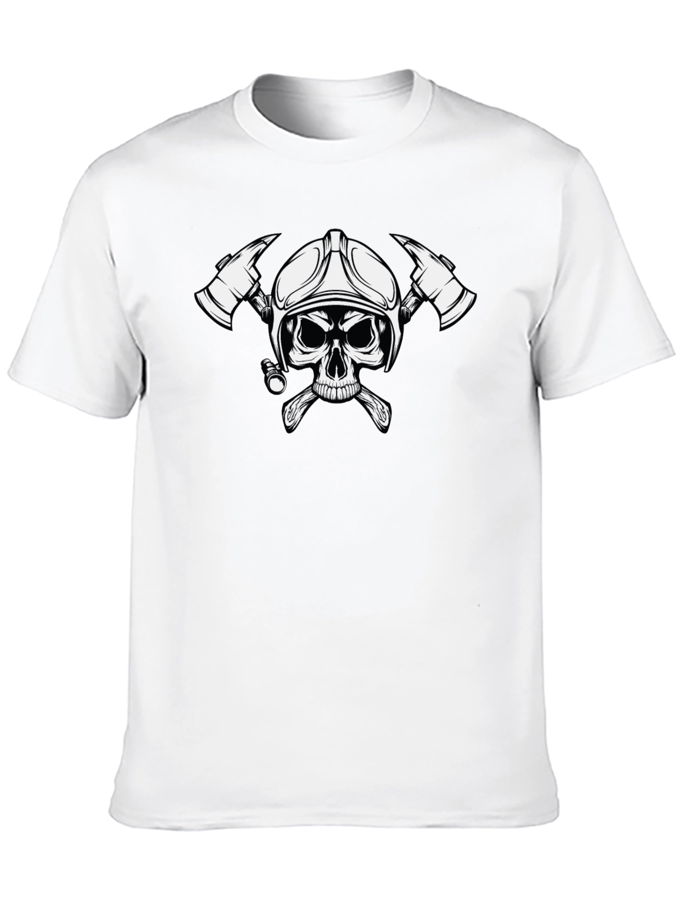 Firefighter Skull Graphic Tee - Black
