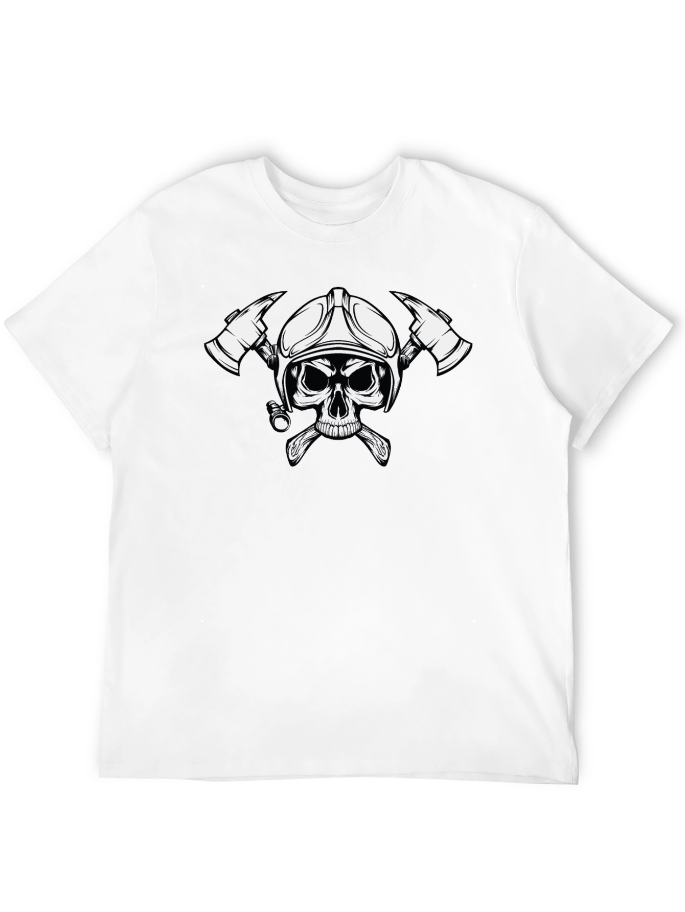 Firefighter Skull Graphic Tee - Black