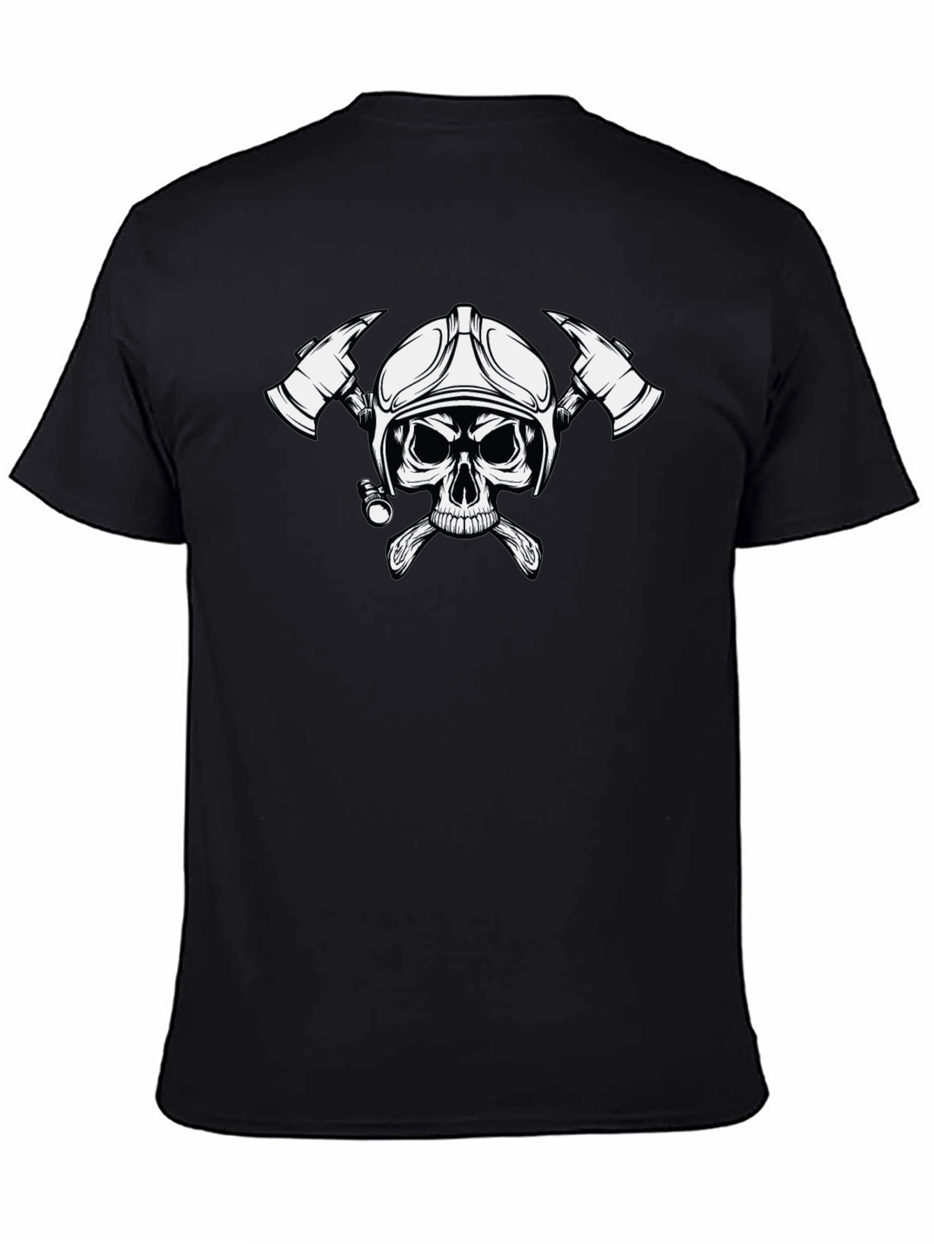Firefighter Skull Graphic Tee - Black