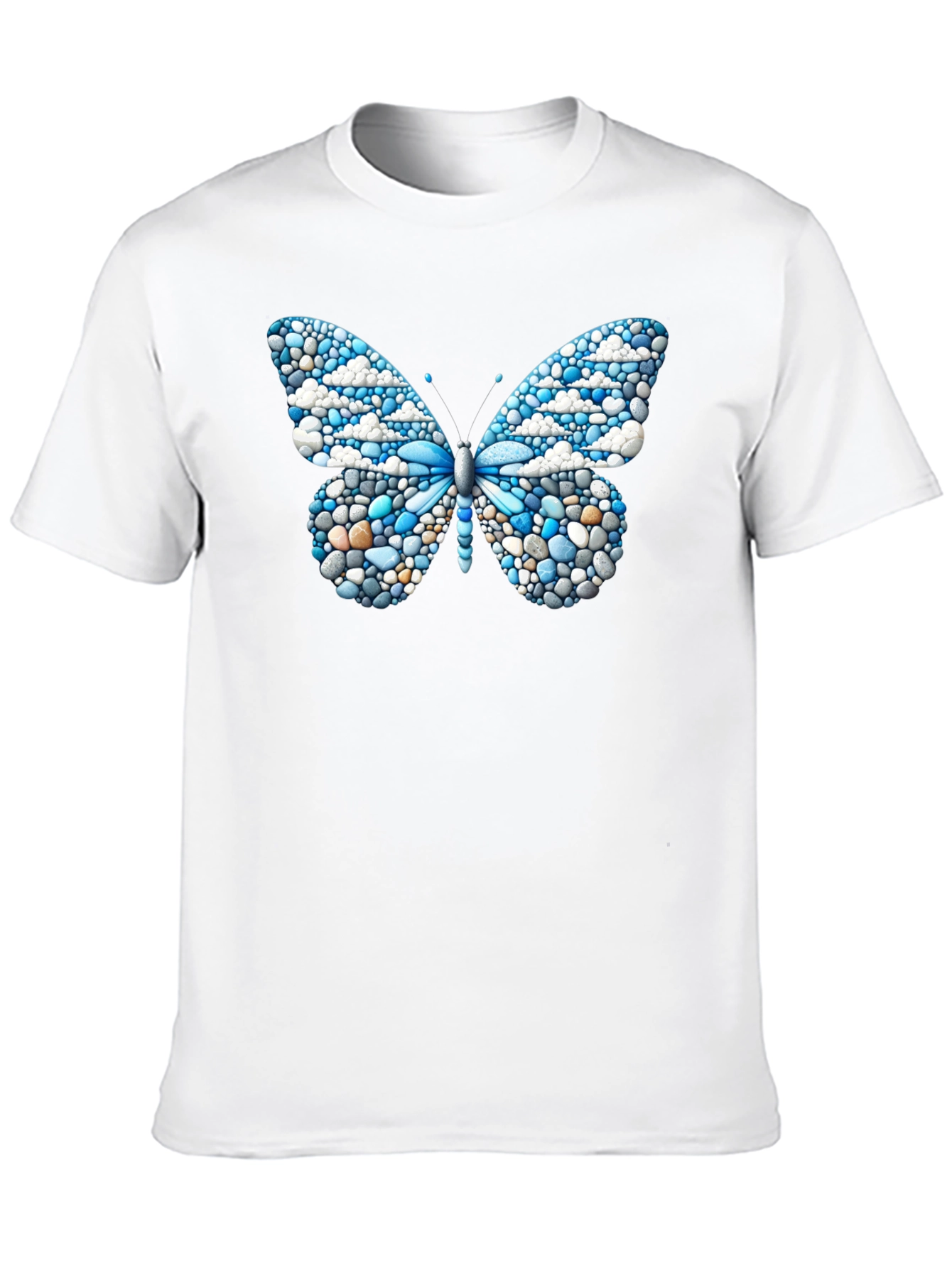 Butterfly Pebble Art Black T-Shirt