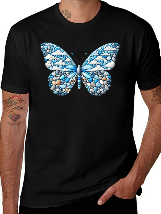 Butterfly Pebble Art Black T-Shirt