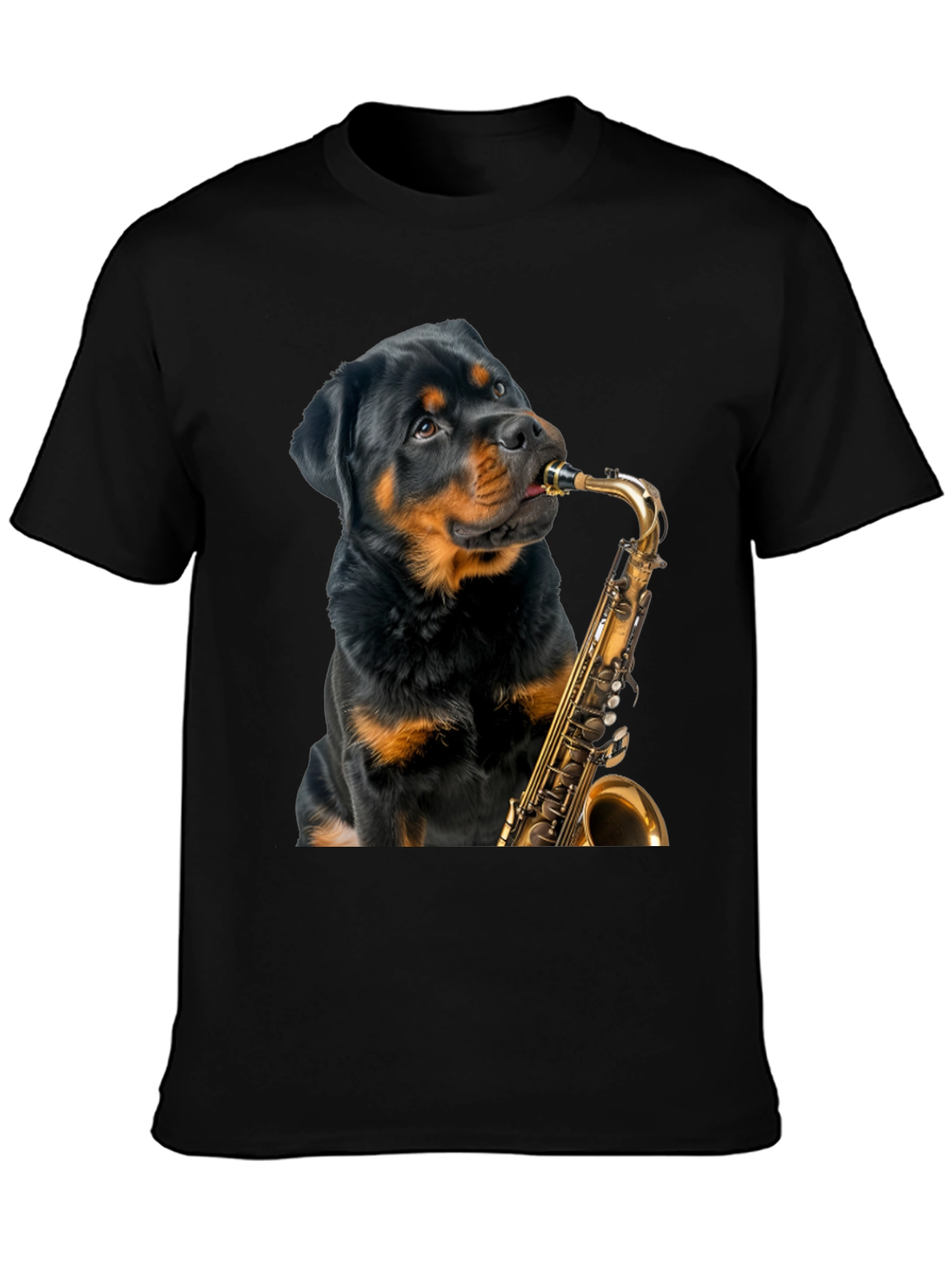 Rottweiler Saxophone T-Shirt - Musical Dog Tee