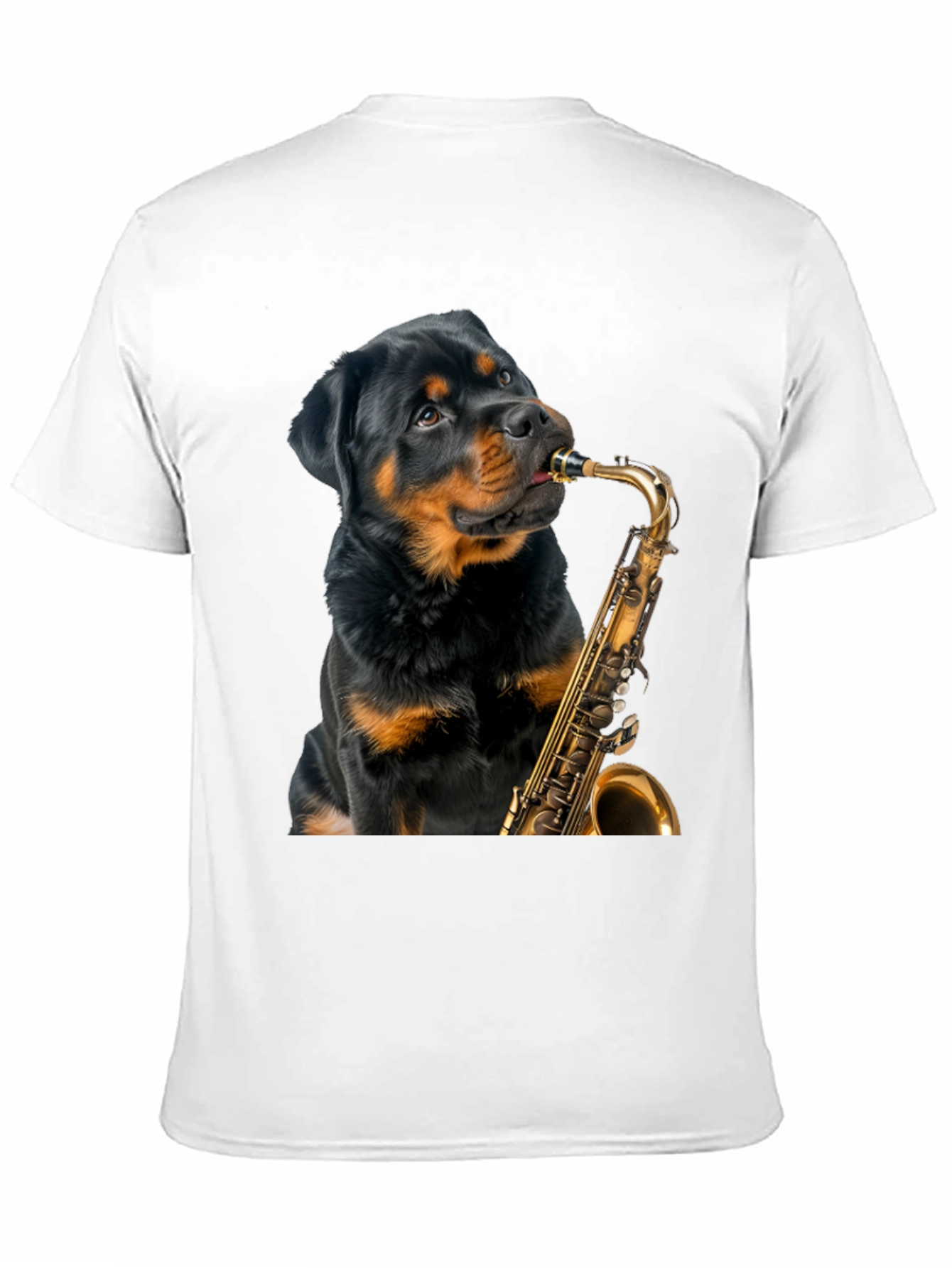 Rottweiler Saxophone T-Shirt - Musical Dog Tee