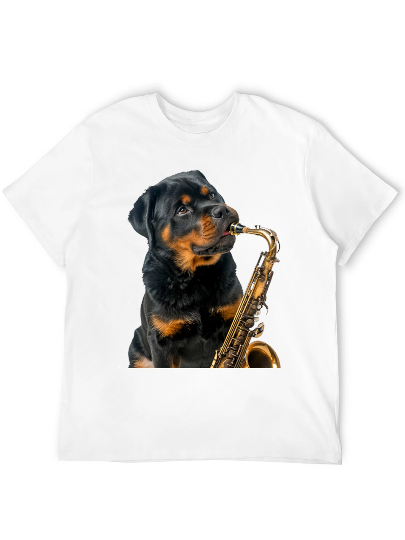Rottweiler Saxophone T-Shirt - Musical Dog Tee