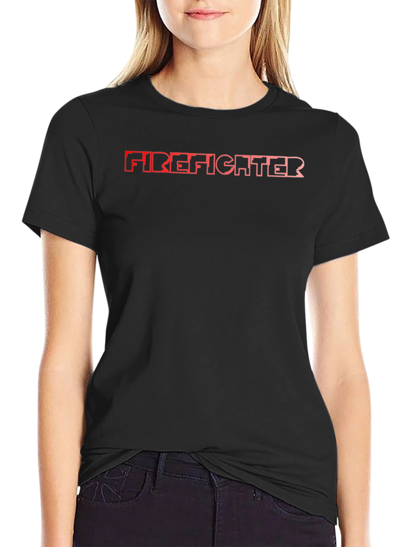 Firefighter Graphic Print Black T-Shirt