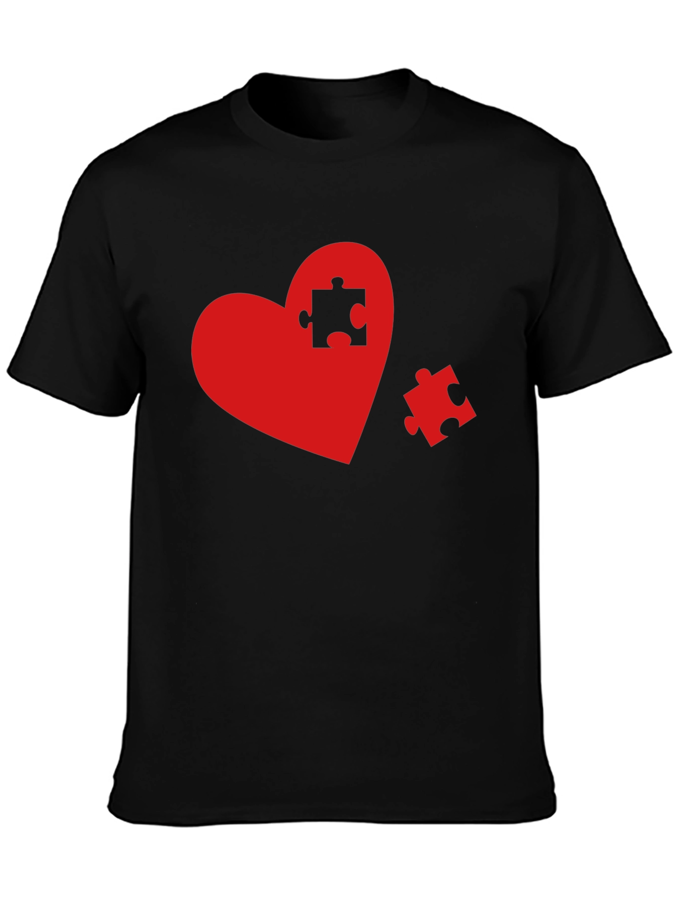 Heart Puzzle Piece Graphic Tee - Black