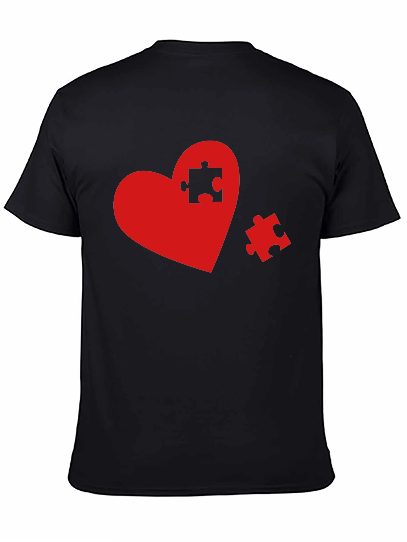 Heart Puzzle Piece Graphic Tee - Black