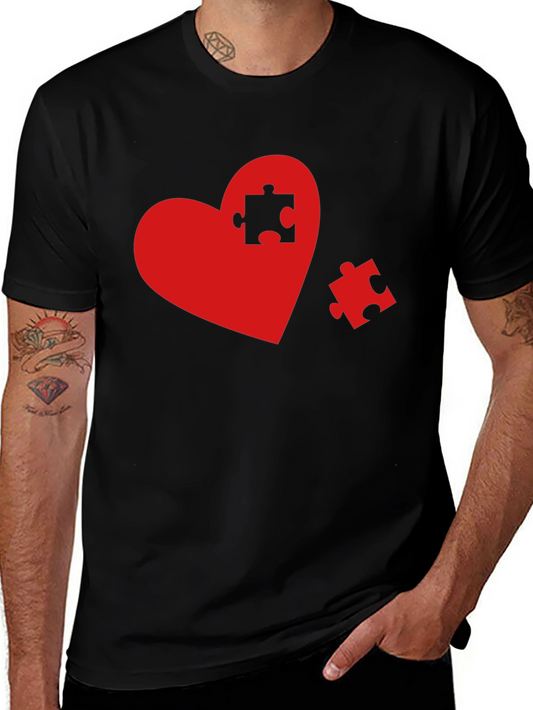 Heart Puzzle Piece Graphic Tee - Black