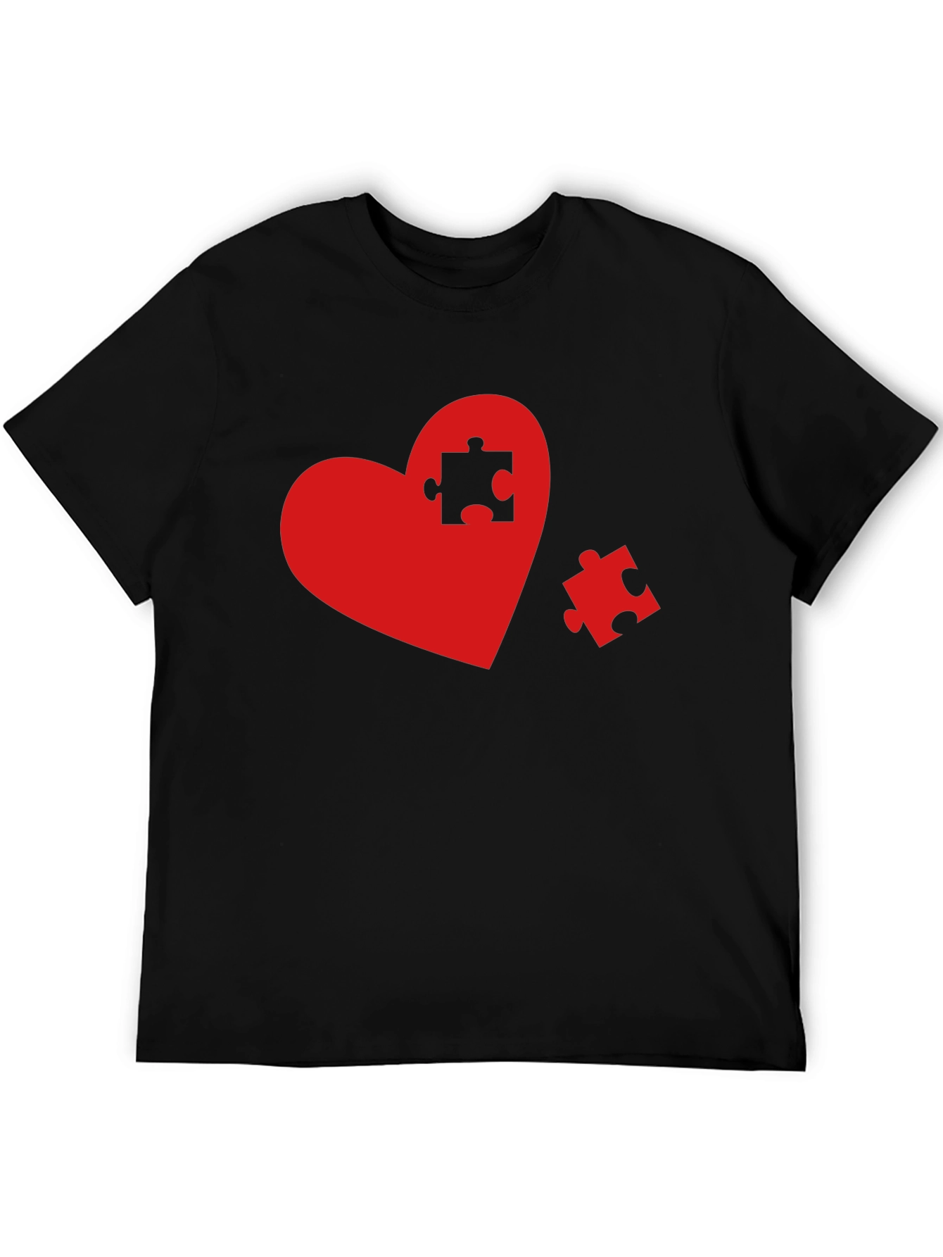 Heart Puzzle Piece Graphic Tee - Black