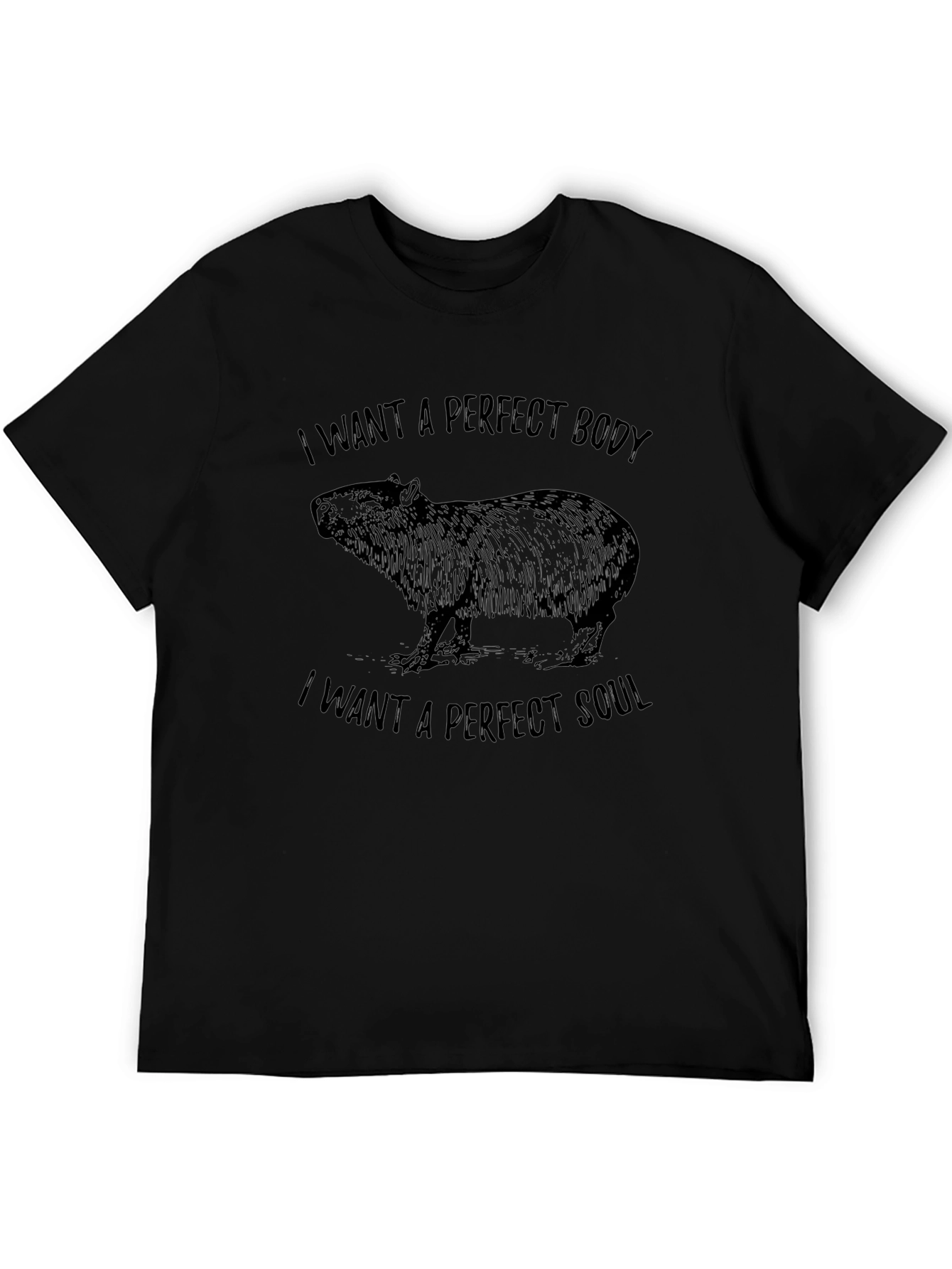 Capybara Perfect Body Soul Graphic Black Tee