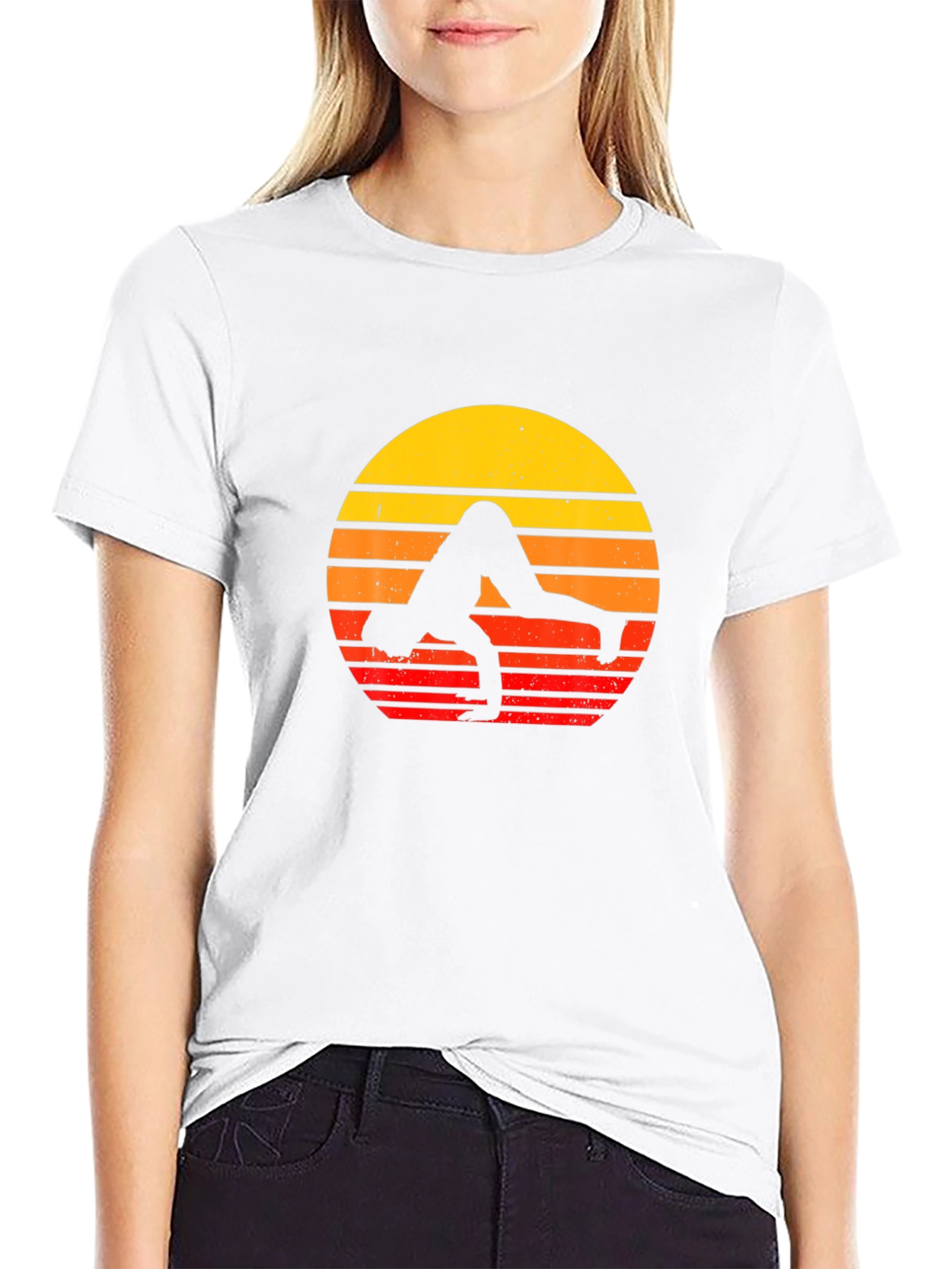 Yoga Sunset Graphic Tee - Black Cotton Blend Shirt