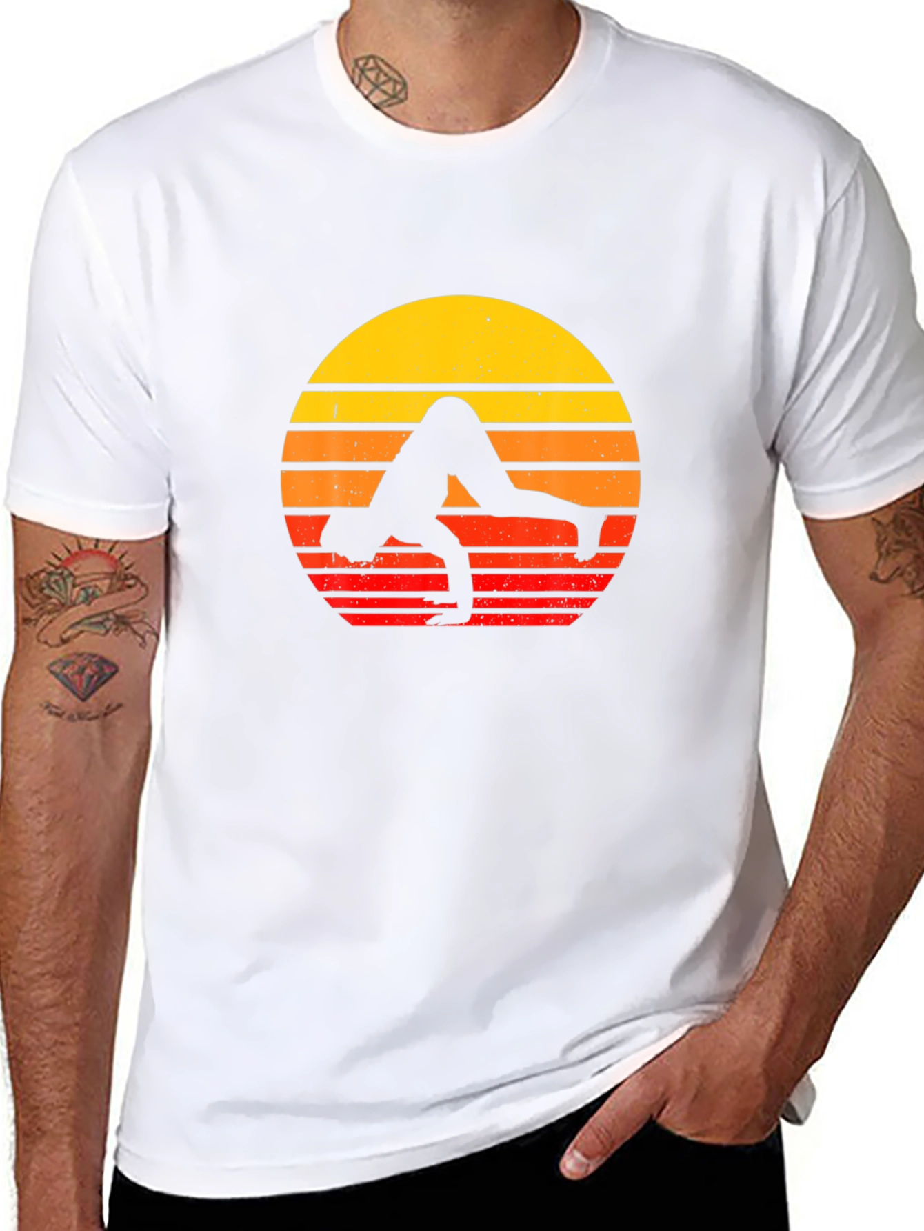 Yoga Sunset Graphic Tee - Black Cotton Blend Shirt