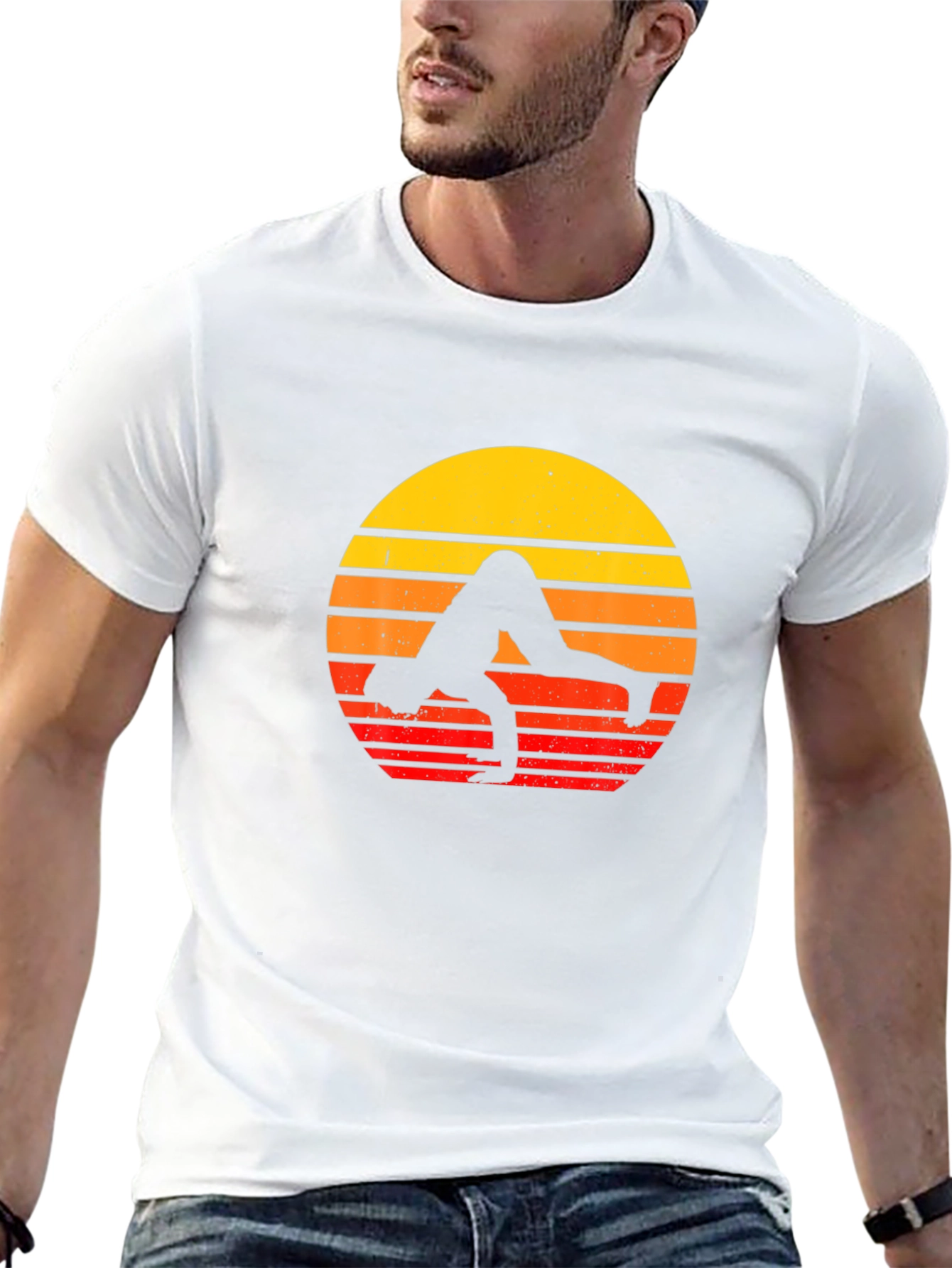 Yoga Sunset Graphic Tee - Black Cotton Blend Shirt