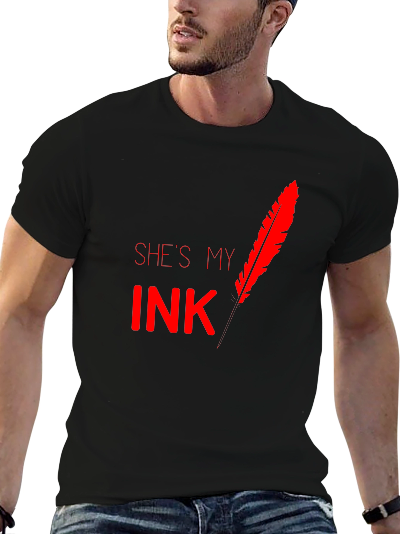 Shes My Ink Feather Graphic T-Shirt