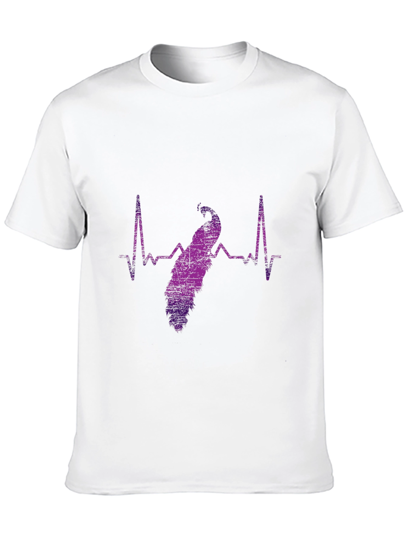 Peacock Heartbeat Graphic Tee - Stylish Mens T-Shirt
