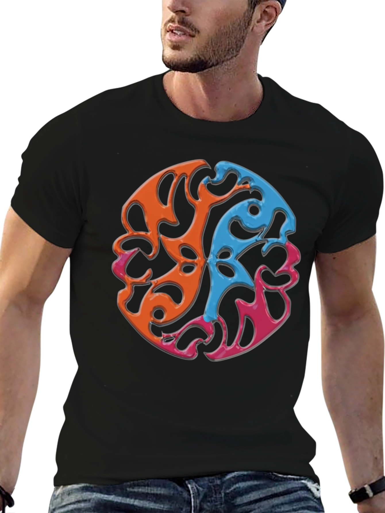 Abstract Swirl Graphic Tee - Casual Comfort