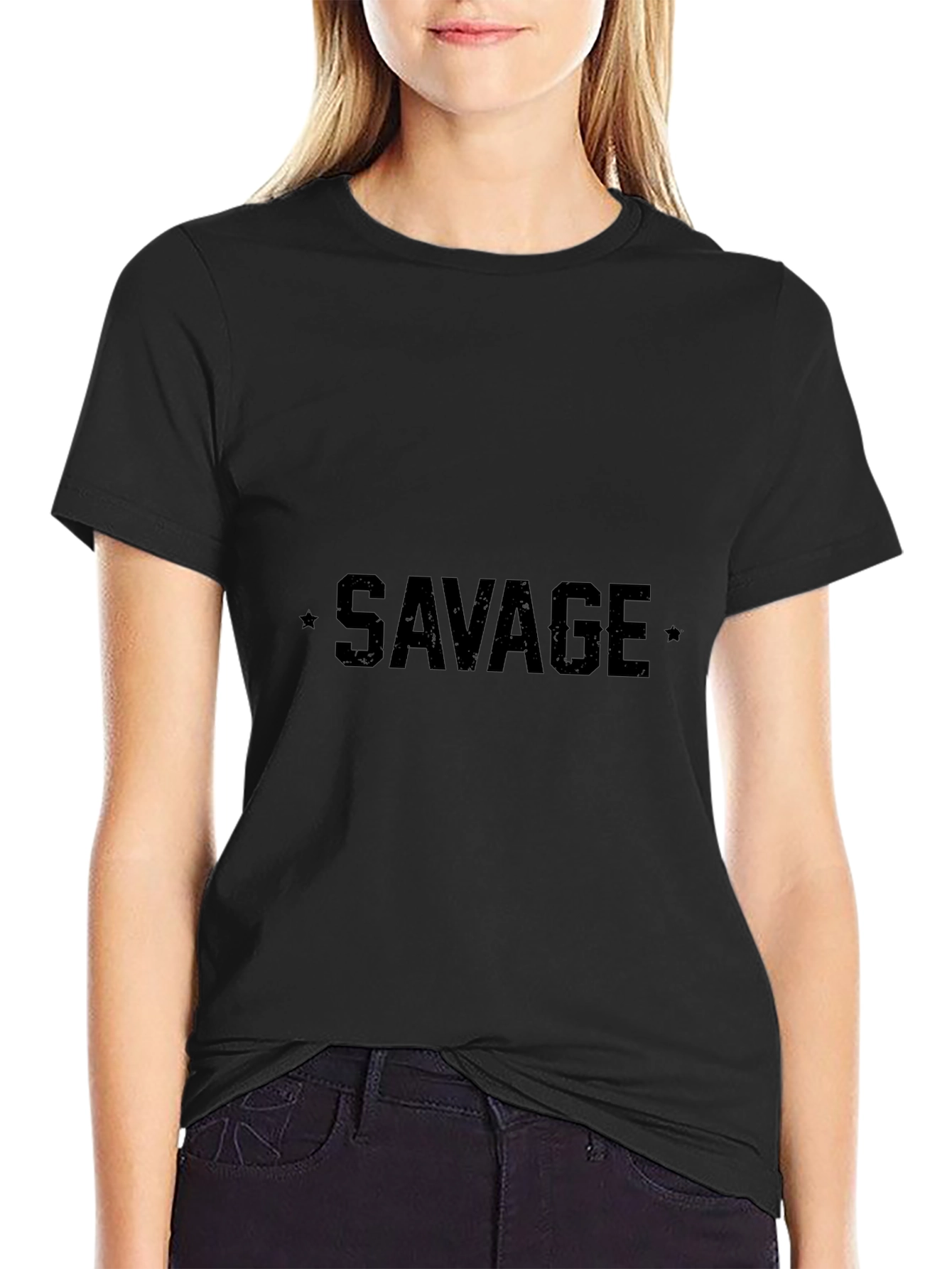 Savage Graphic Tee - Black Crew Neck T-Shirt