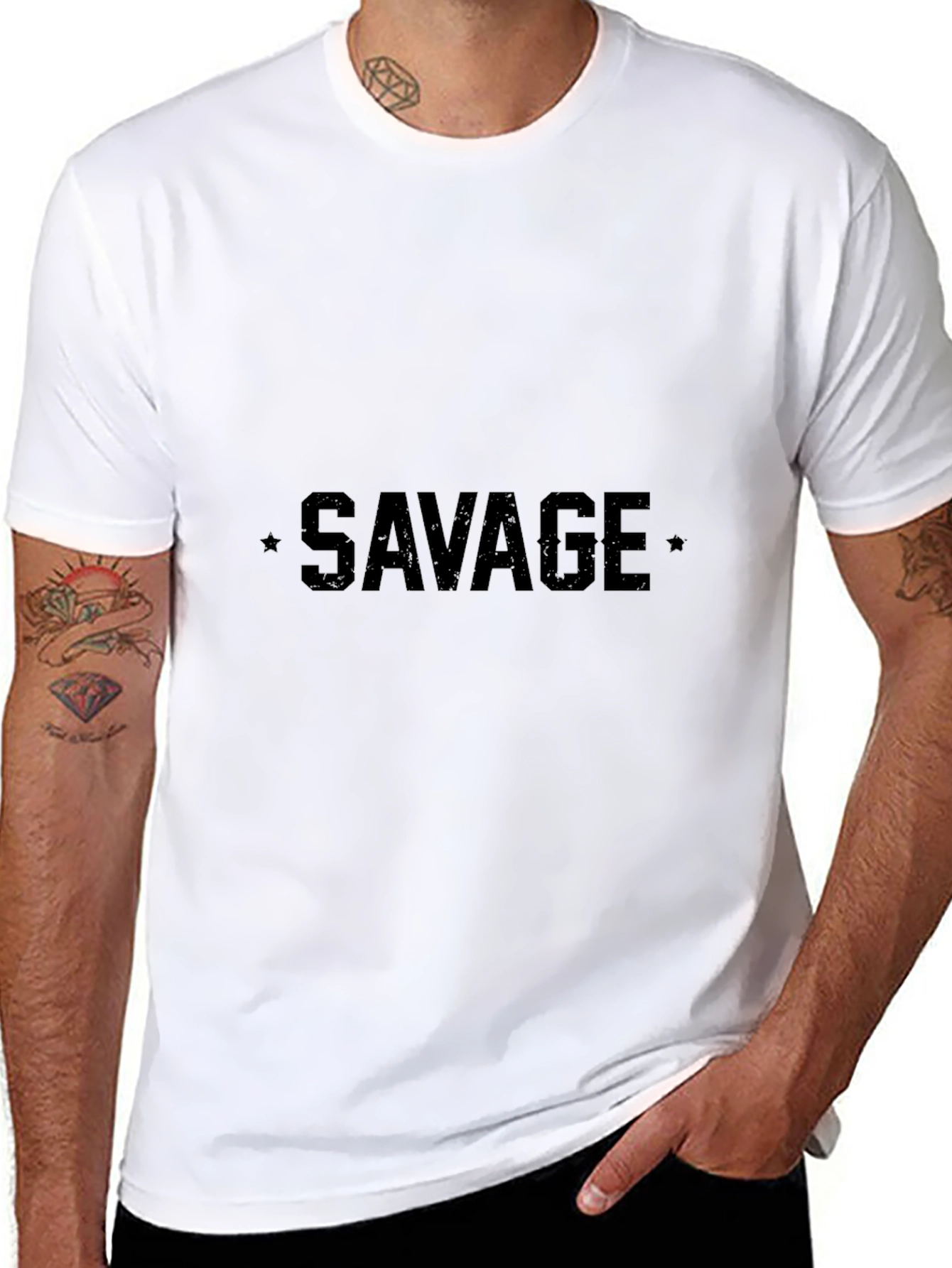 Savage Graphic Tee - Black Crew Neck T-Shirt