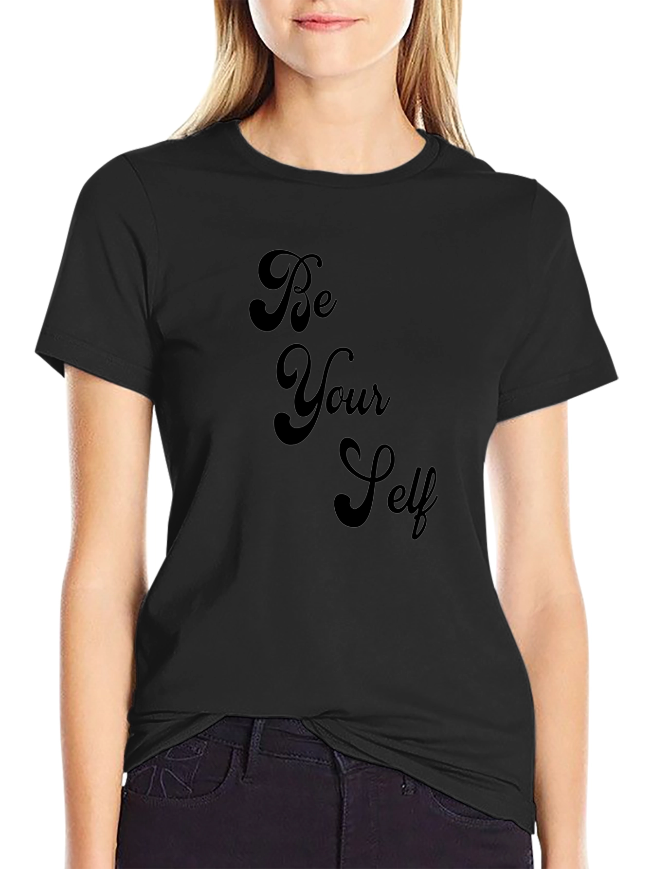 Be Yourself Graphic Tee - Black Cotton T-Shirt
