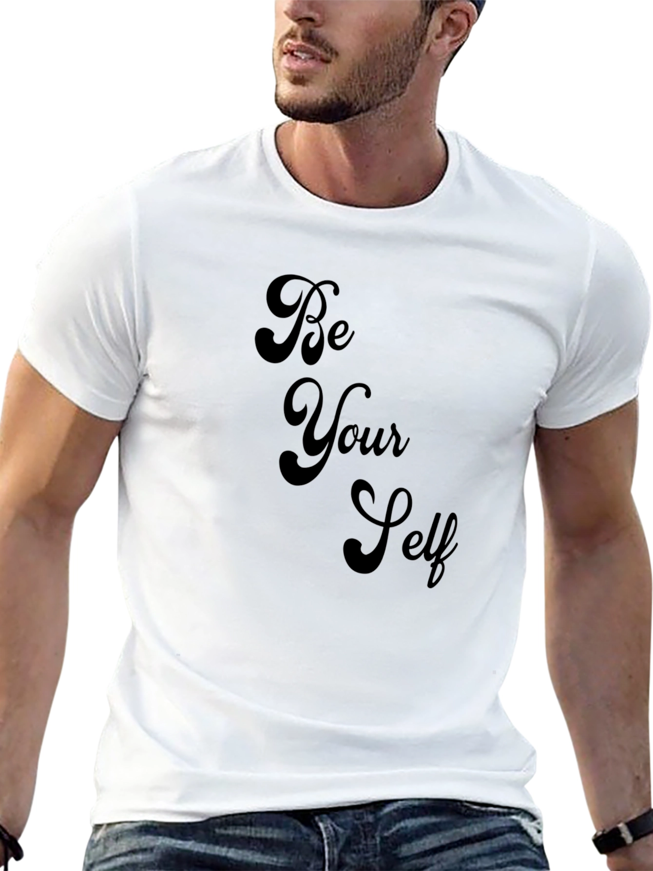 Be Yourself Graphic Tee - Black Cotton T-Shirt