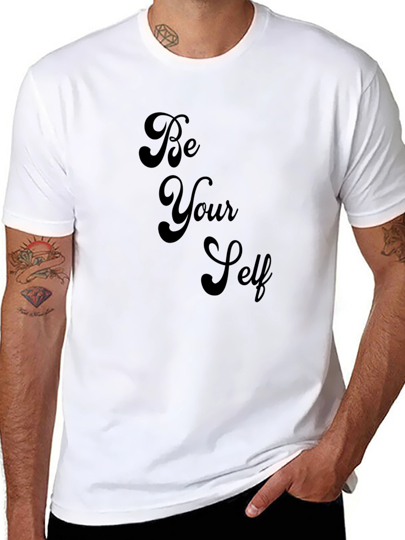 Be Yourself Graphic Tee - Black Cotton T-Shirt