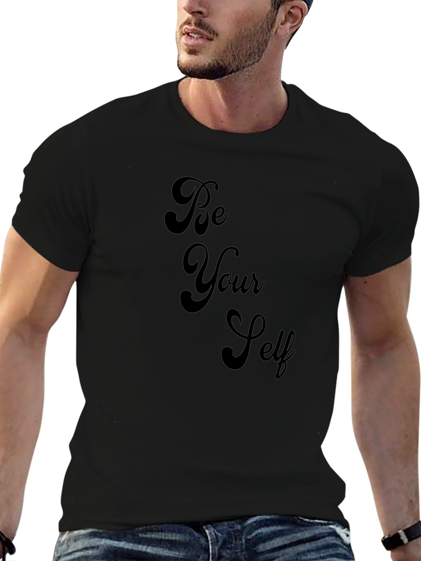 Be Yourself Graphic Tee - Black Cotton T-Shirt