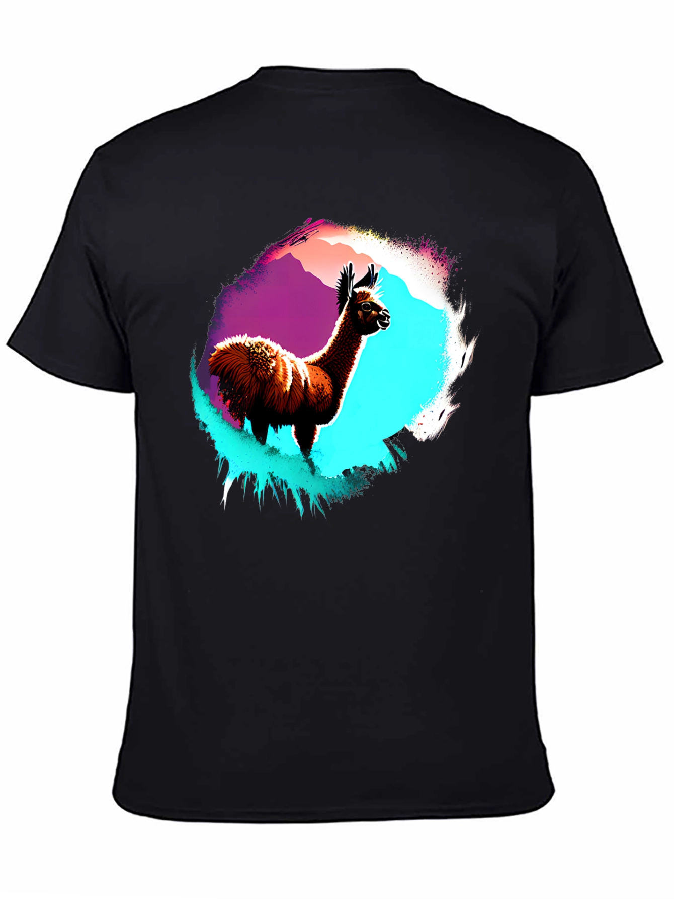Llama Graphic T-Shirt - Mens Black Crew Neck Tee