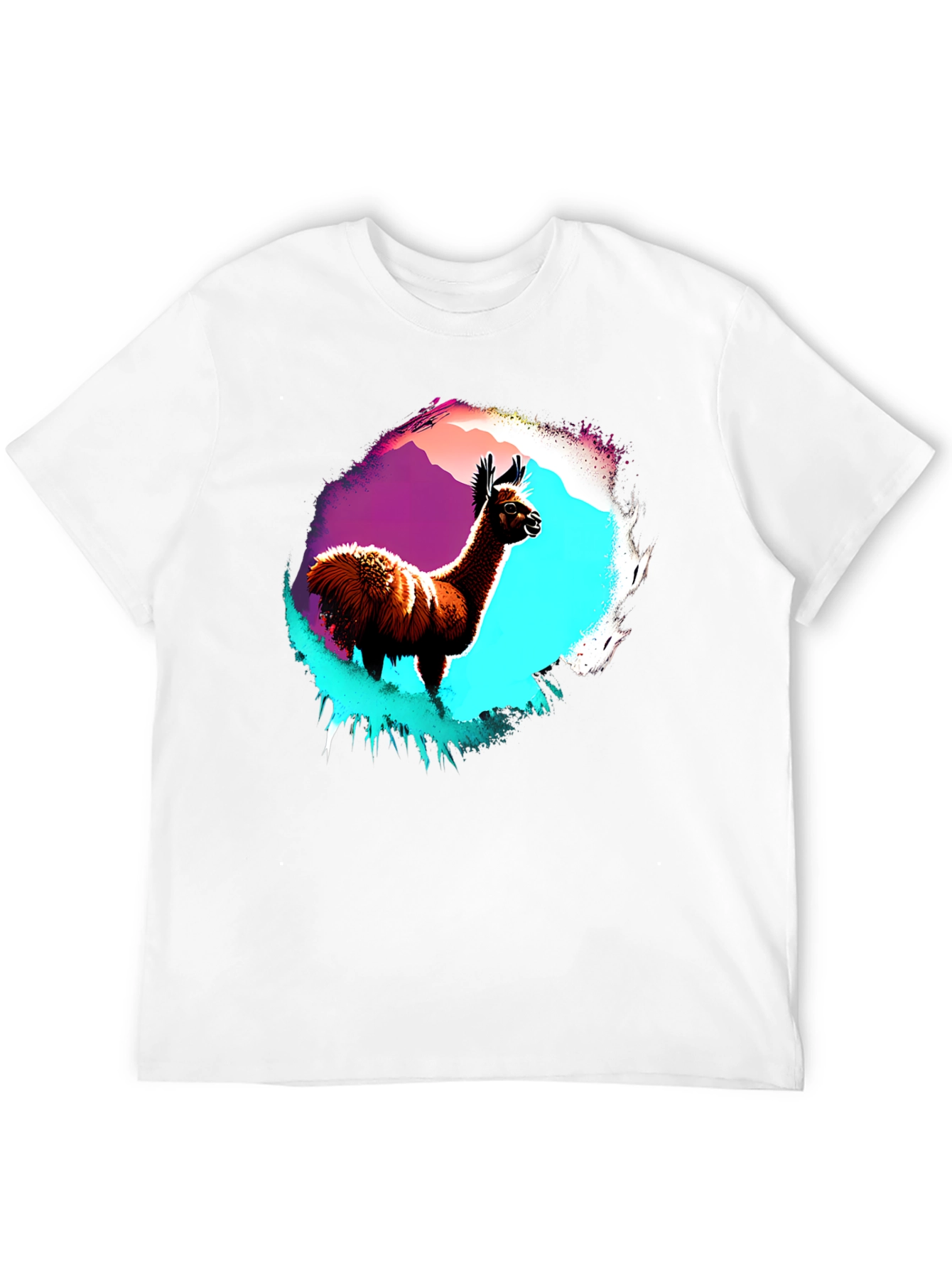Llama Graphic T-Shirt - Mens Black Crew Neck Tee
