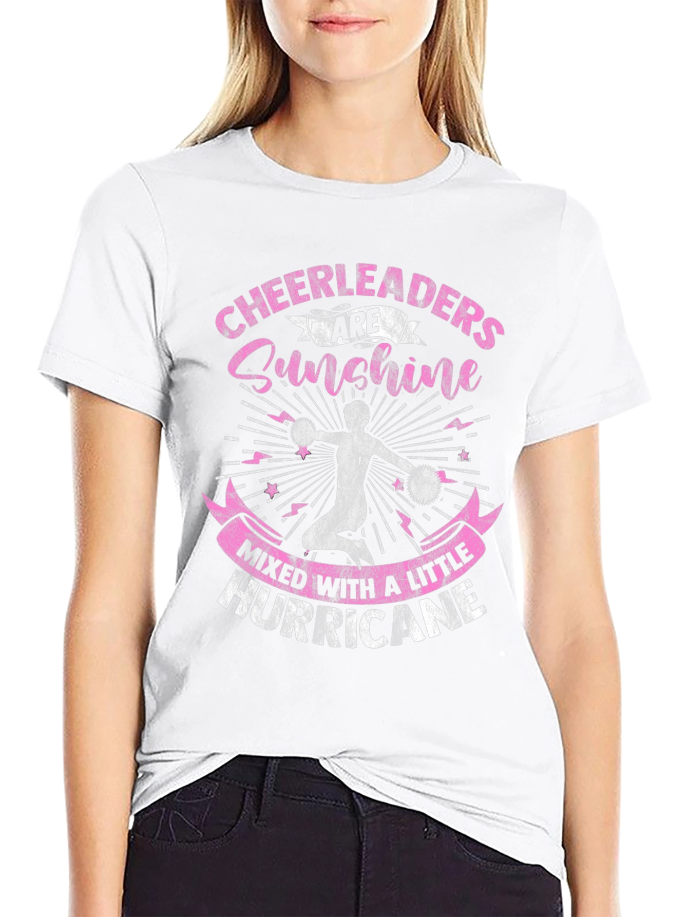 Cheerleader Sunshine Hurricane Black Graphic Tee