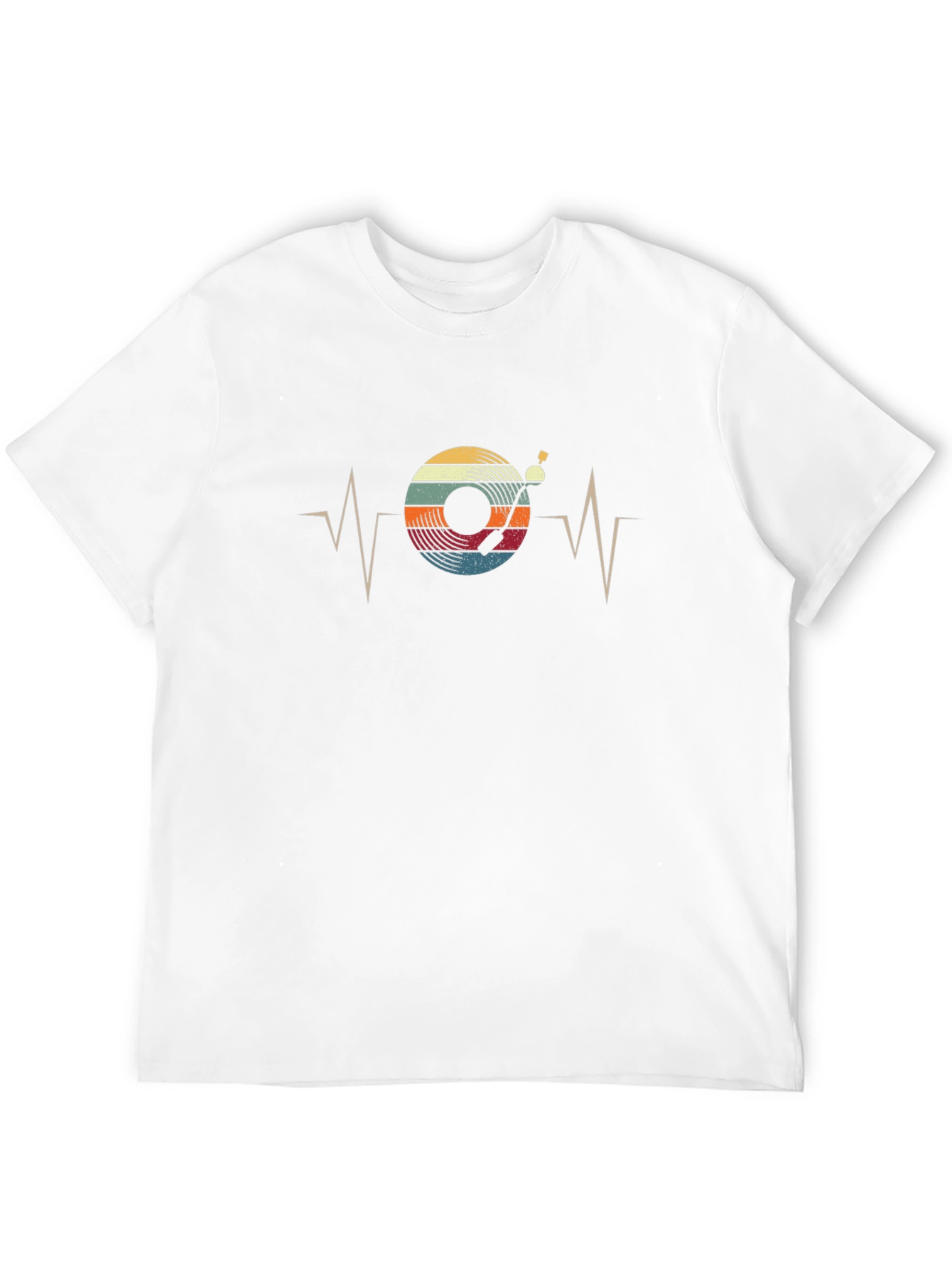 Retro Vinyl Record Heartbeat Graphic T-Shirt