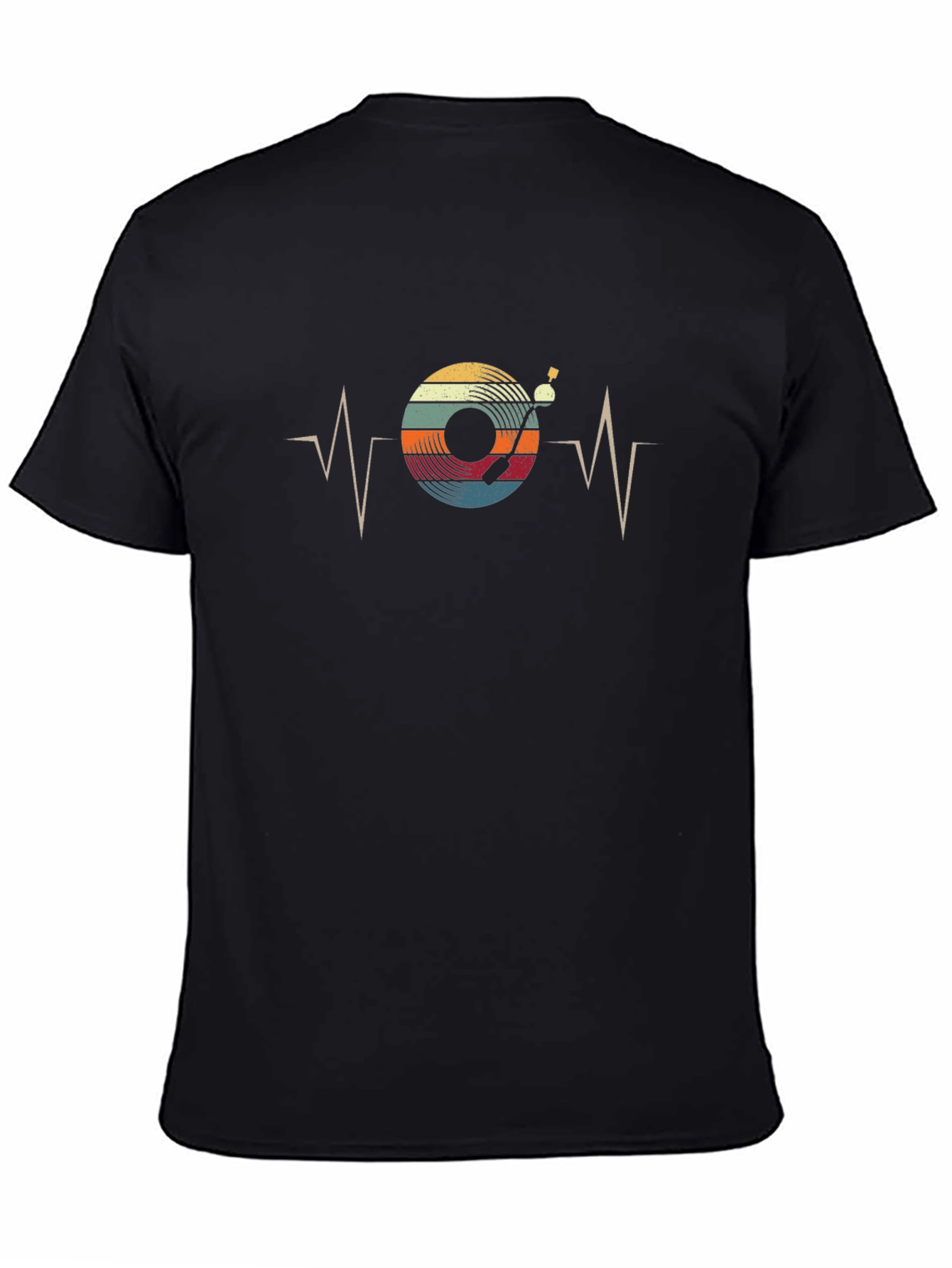 Retro Vinyl Record Heartbeat Graphic T-Shirt