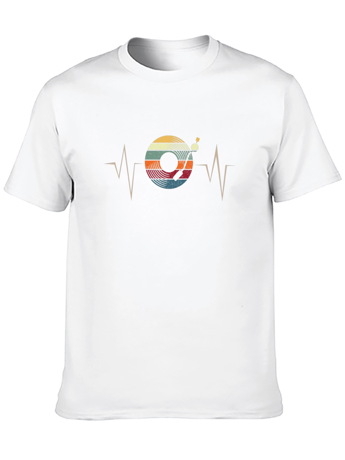 Retro Vinyl Record Heartbeat Graphic T-Shirt