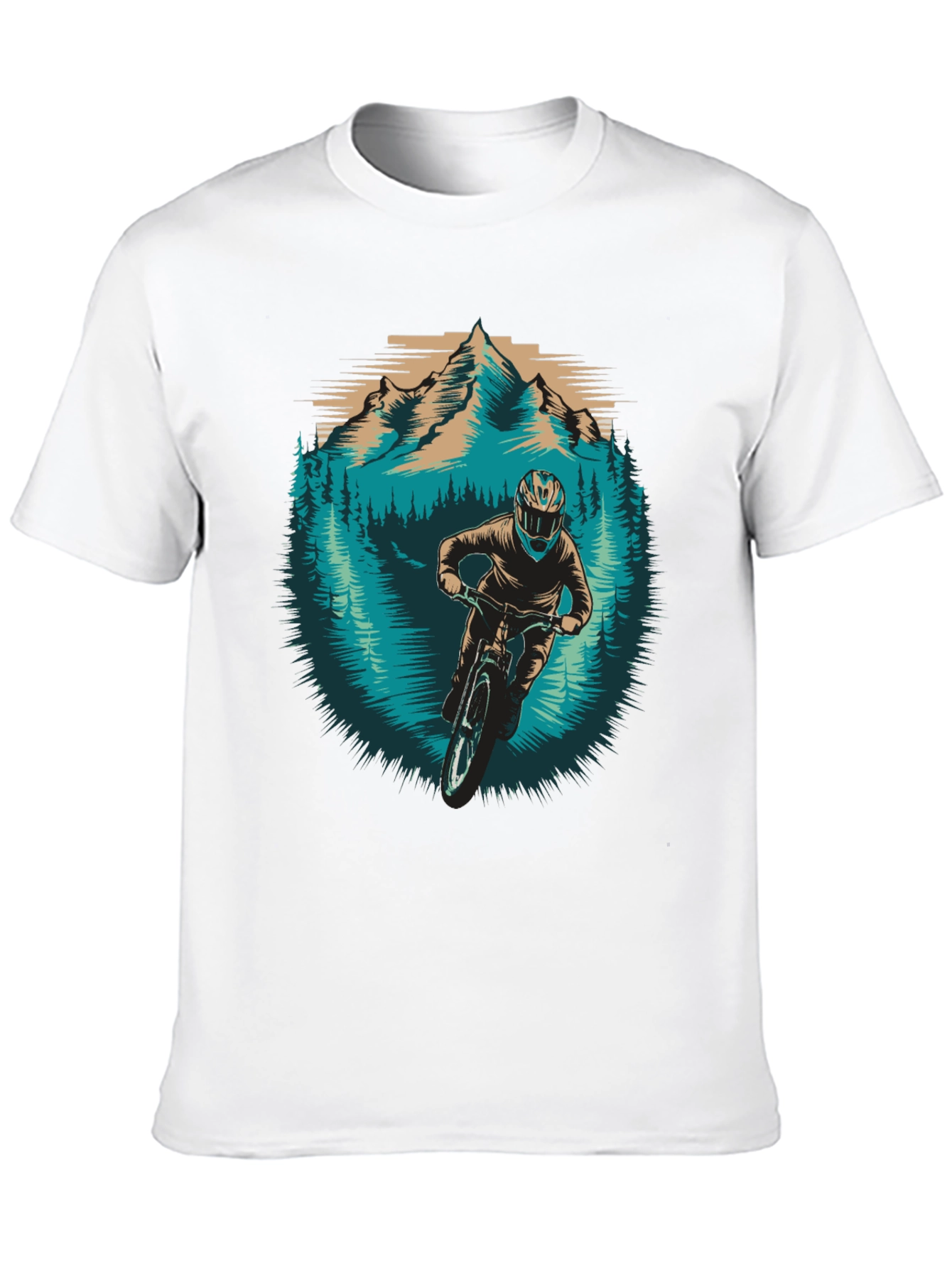 Mountain Biker Graphic Tee - Nature Adventure Shirt