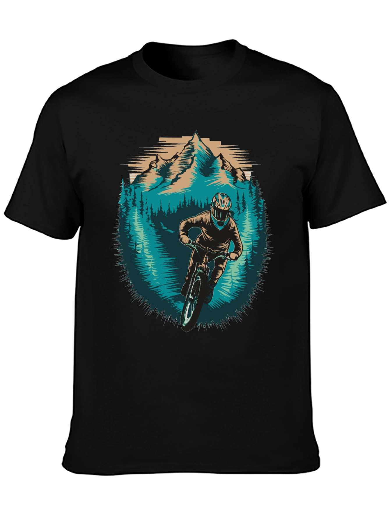 Mountain Biker Graphic Tee - Nature Adventure Shirt