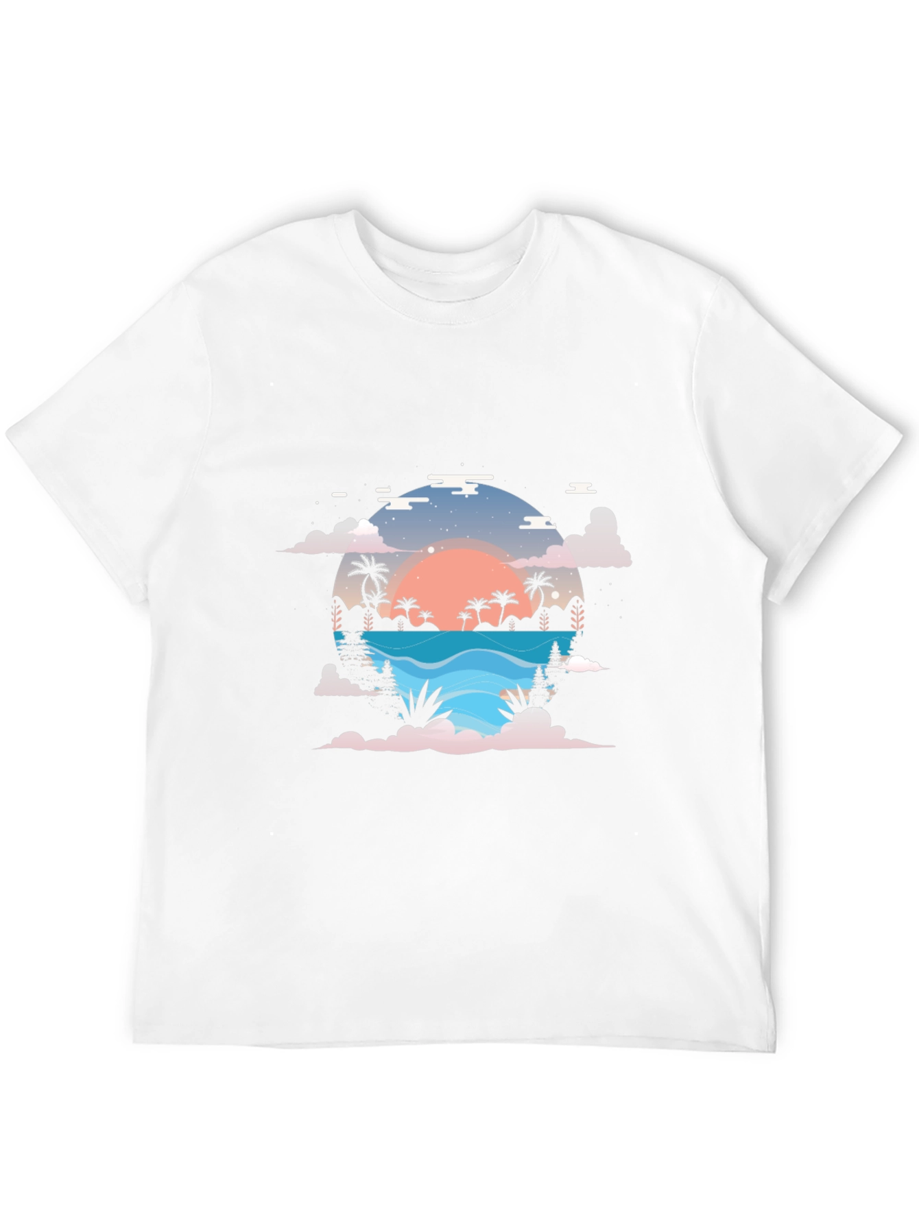 Sunset Paradise Graphic Tee - Black Cotton Blend Shirt