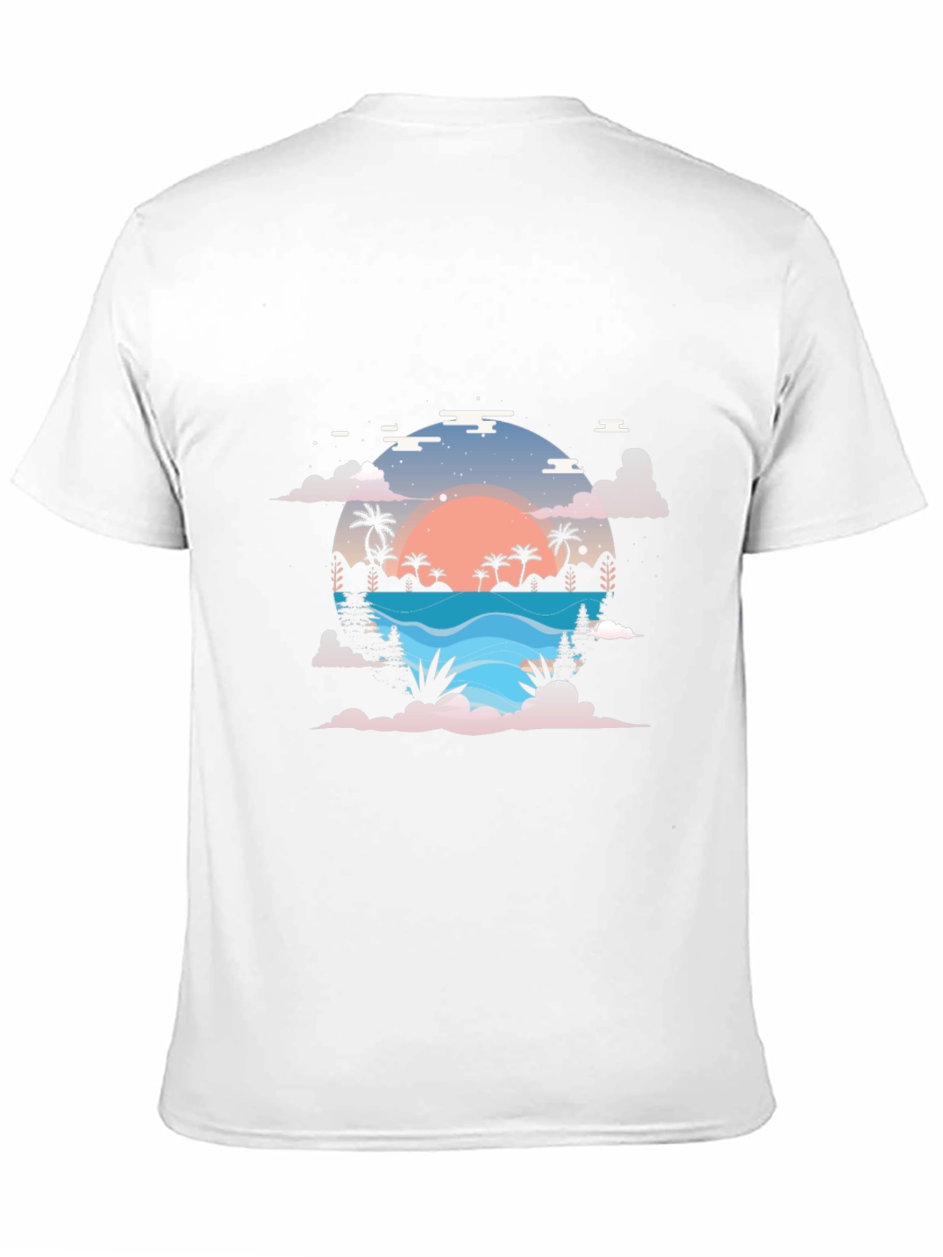 Sunset Paradise Graphic Tee - Black Cotton Blend Shirt