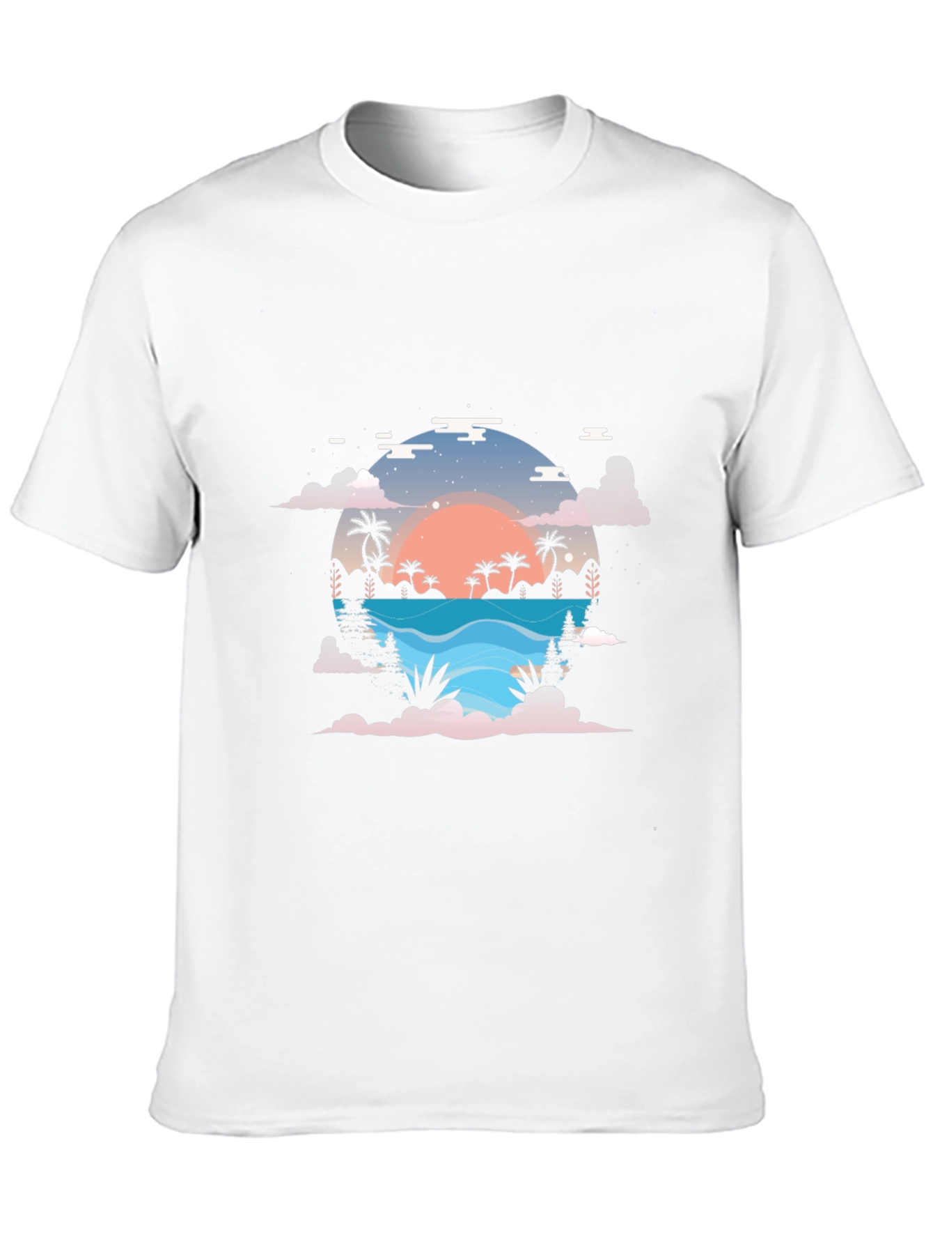 Sunset Paradise Graphic Tee - Black Cotton Blend Shirt
